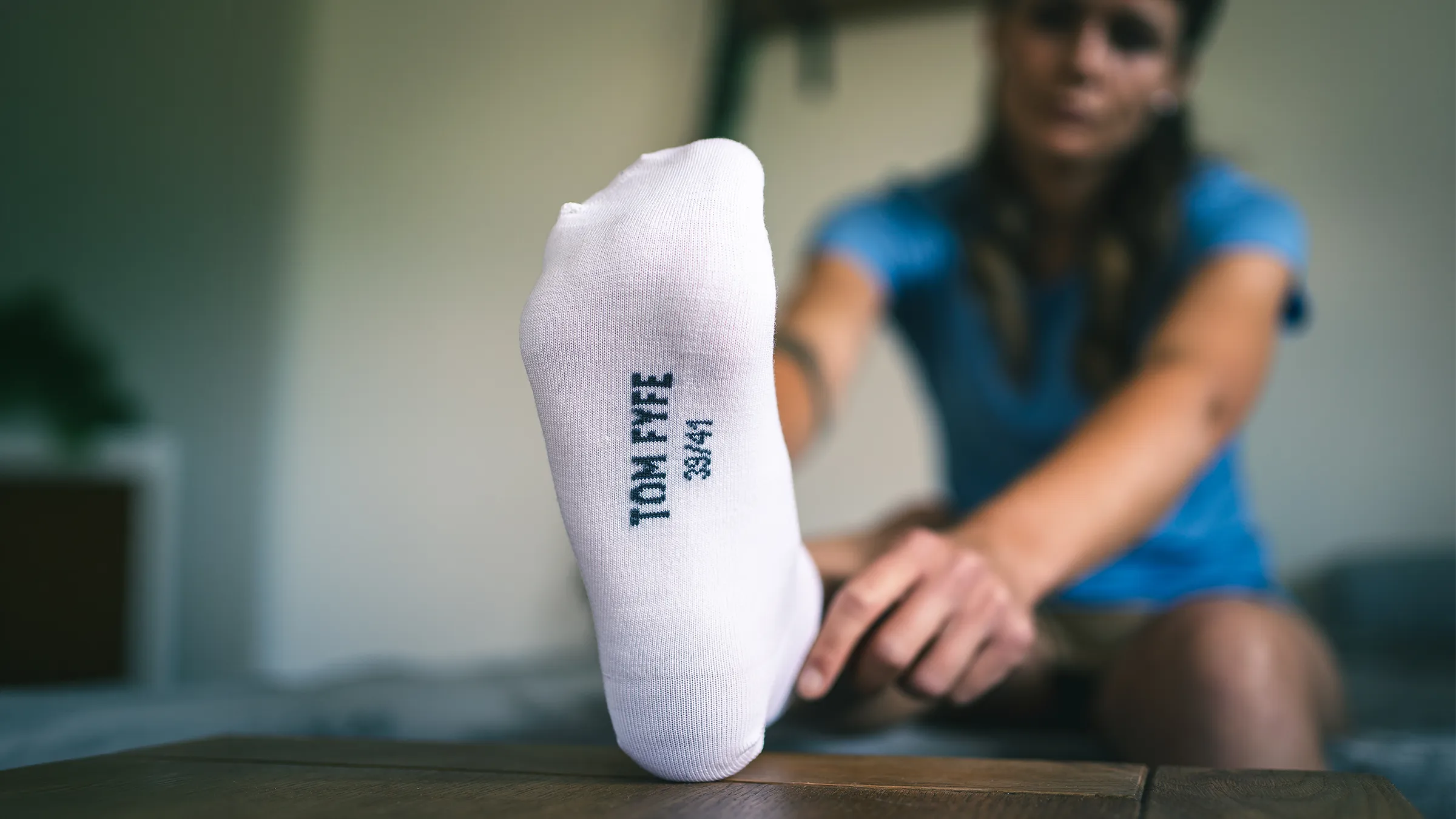 Weiße TOM FYFE Merino Socken im Fokus für die Kategorie Merino Socken.