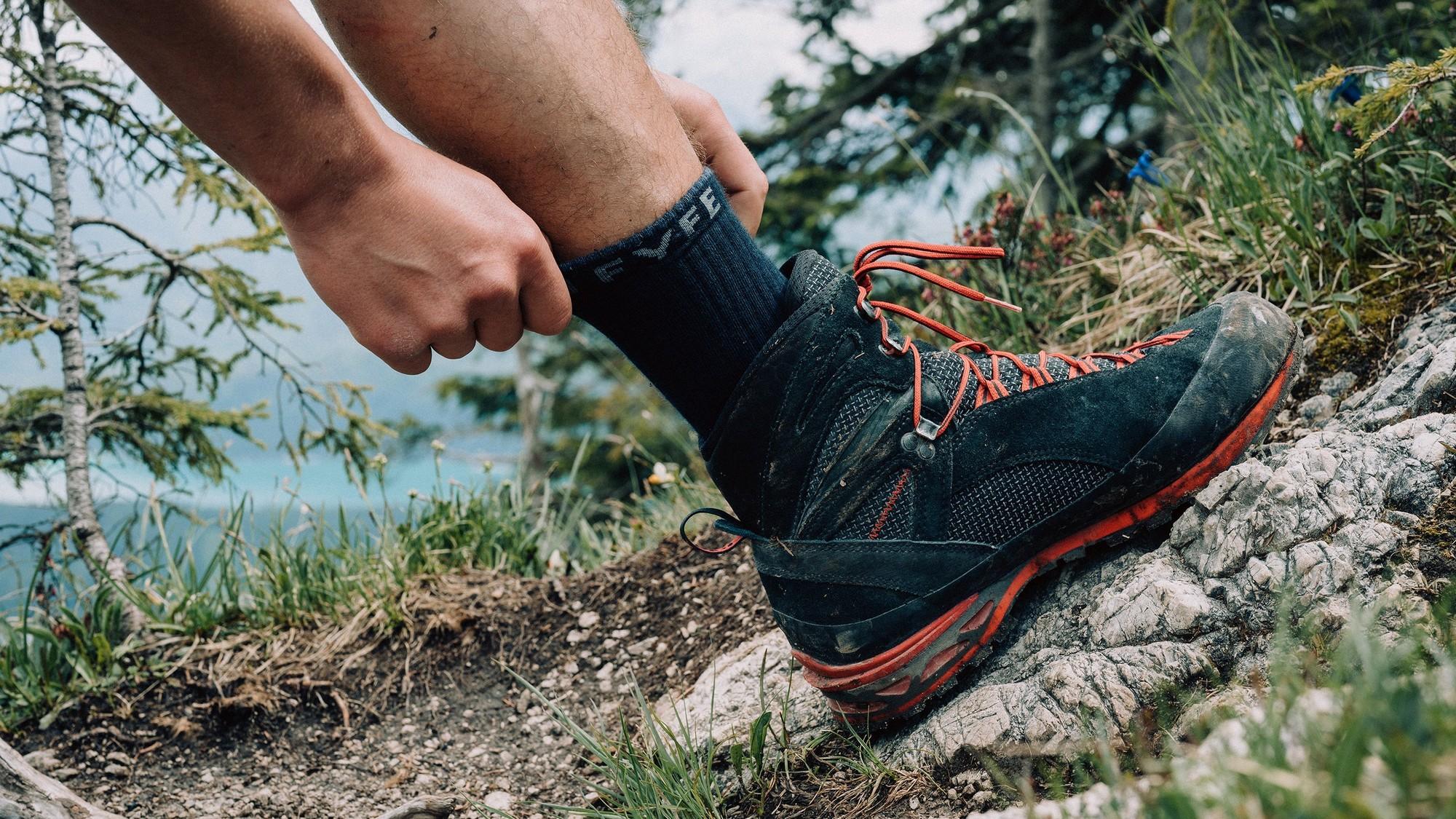 Merino Wandersocken vom Tom Fyfe im Wanderschuh