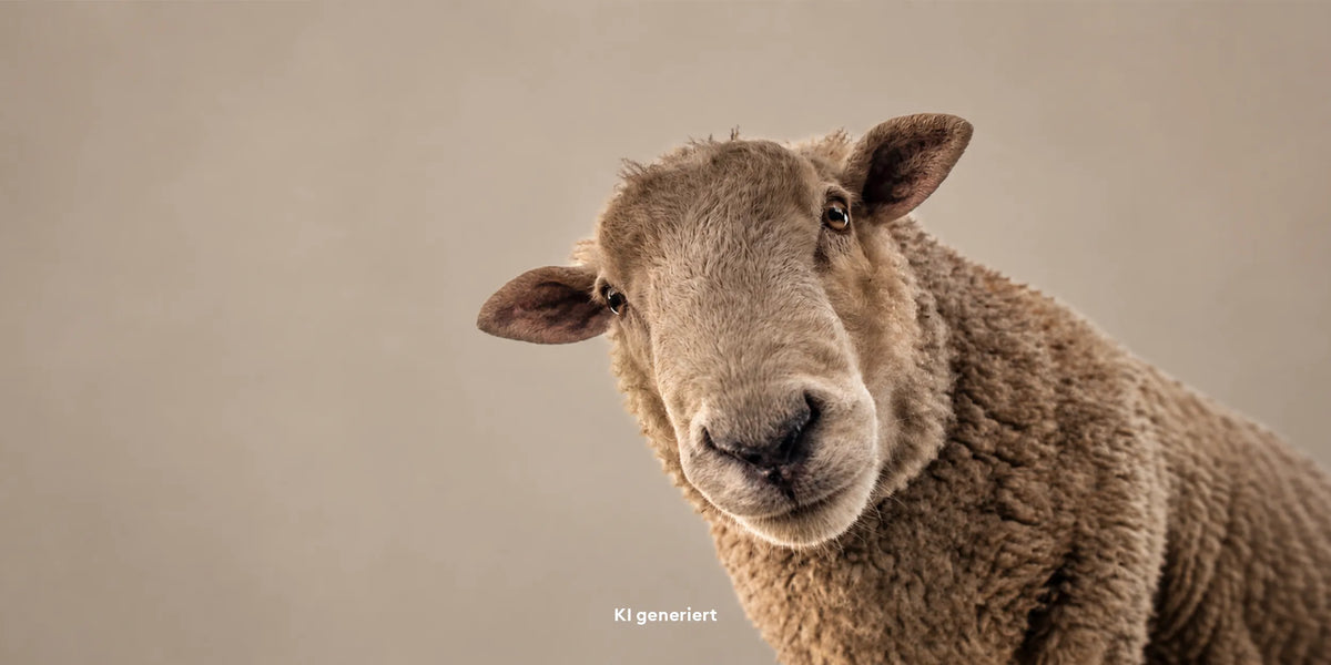 Schaf schaut schräg ins Bild