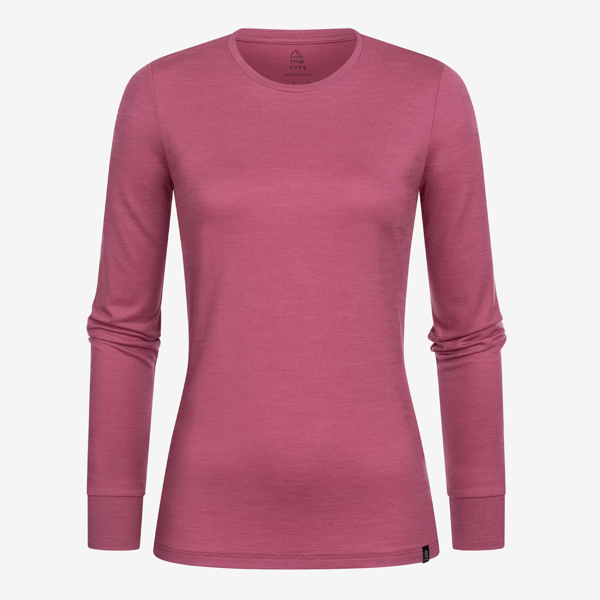 Merino Damen Langarmshirt Frontansicht von Tom Fyfe in Brombeere
