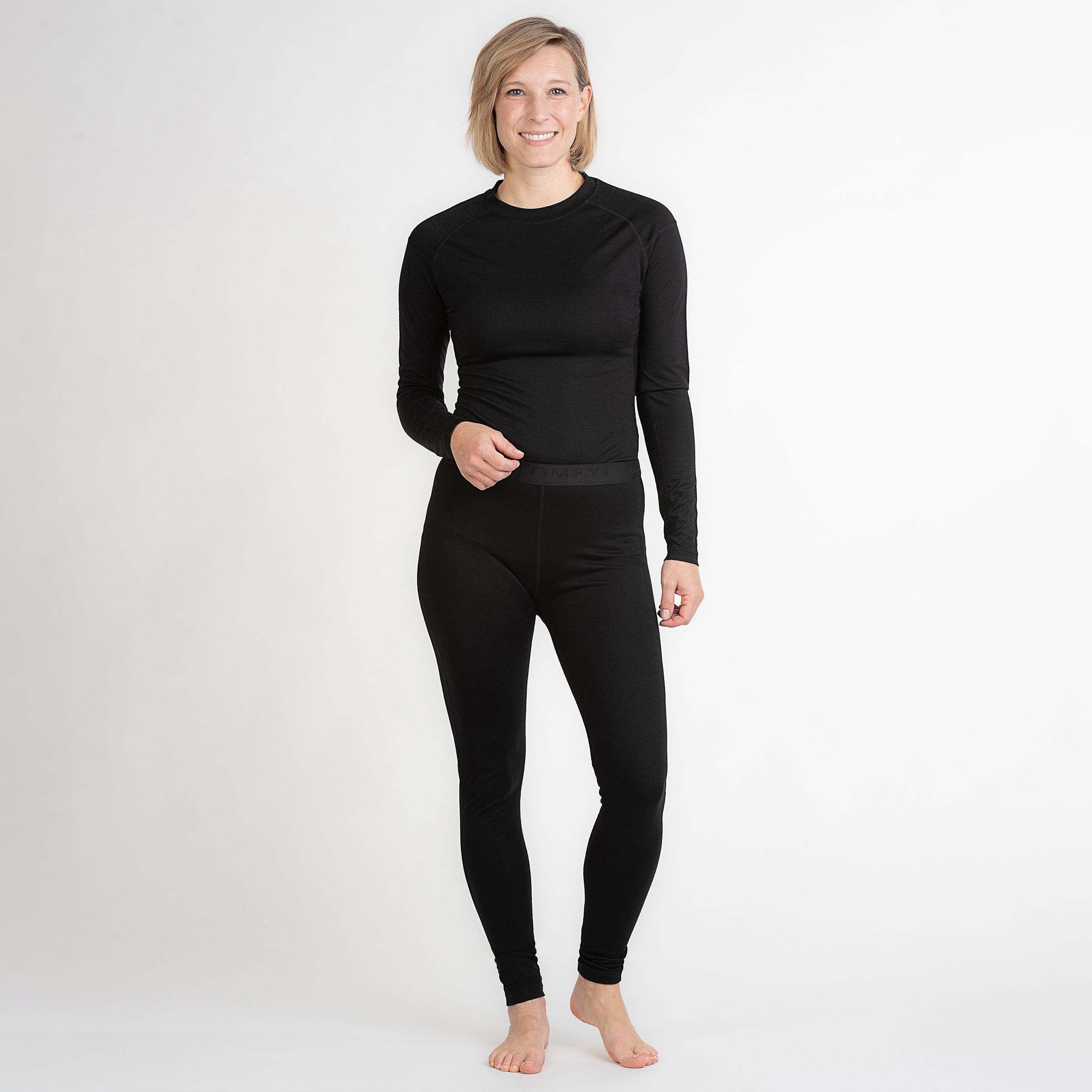 Merino Damen Unterhemd Langarmshirt Frontansicht 2 von TOM FYFE in Schwarz