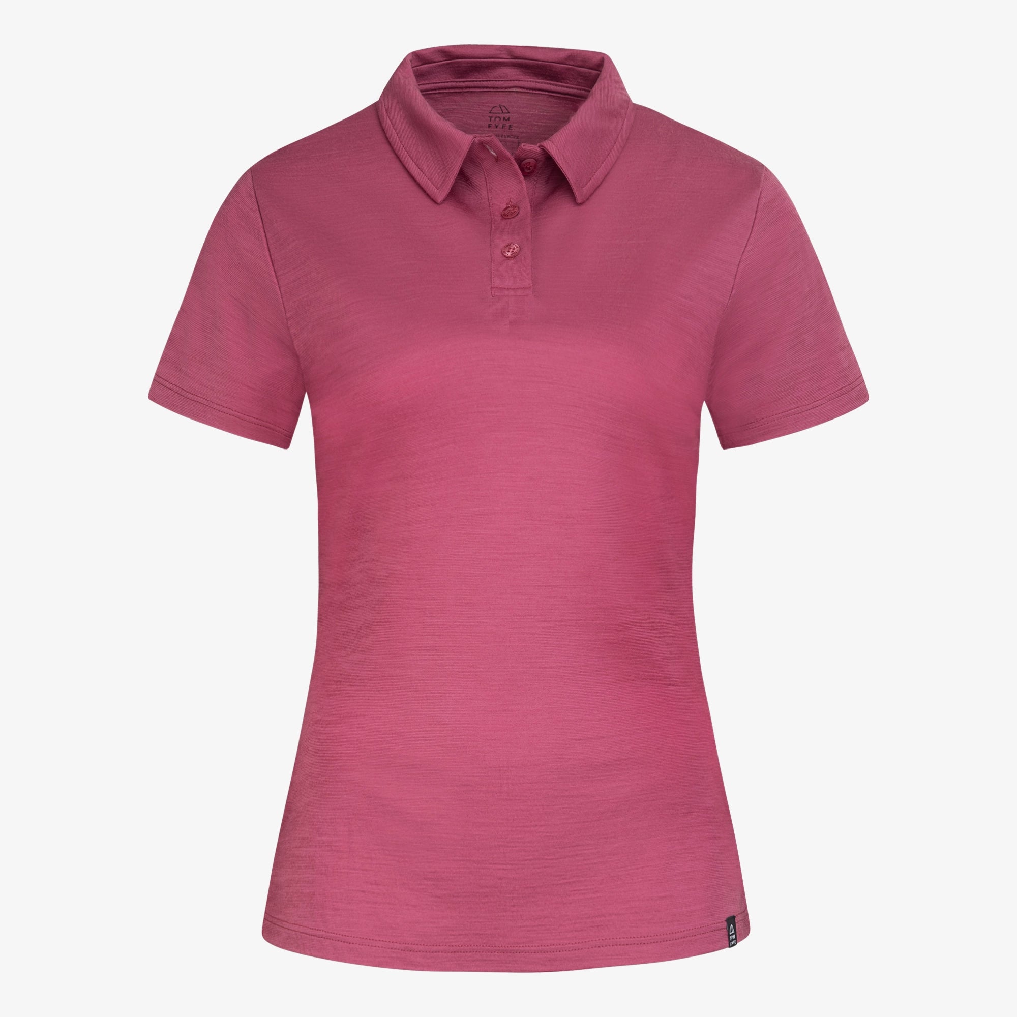 Merino Polo Damen Frontansicht von TOM FYFE in Brombeere