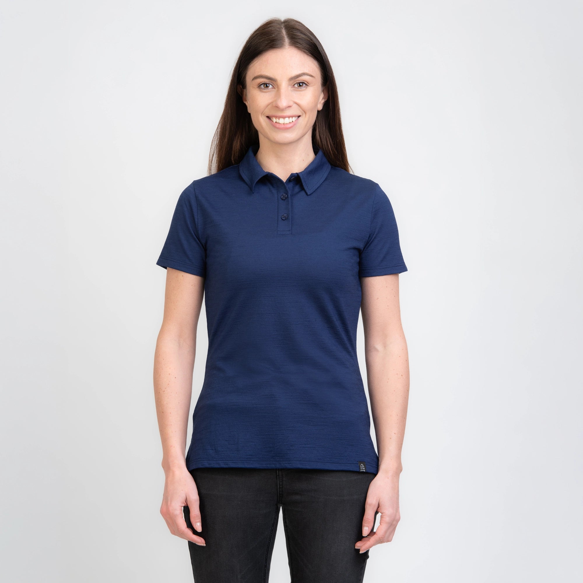TOM FYFE Merino Damen Polo-Shirt Marine Front Detail TF222202