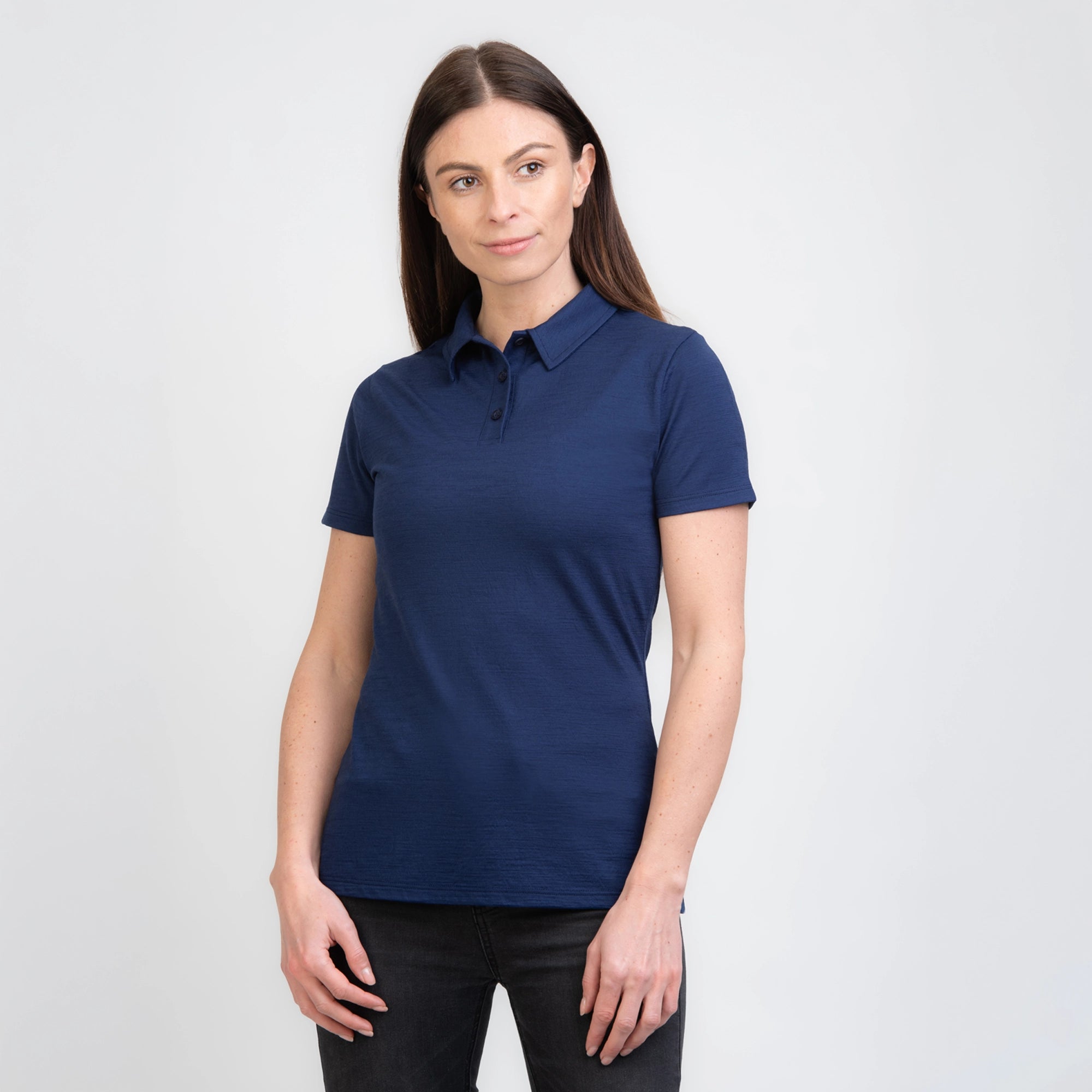 TOM FYFE Merino Damen Polo-Shirt Marine Frontansicht TF222202