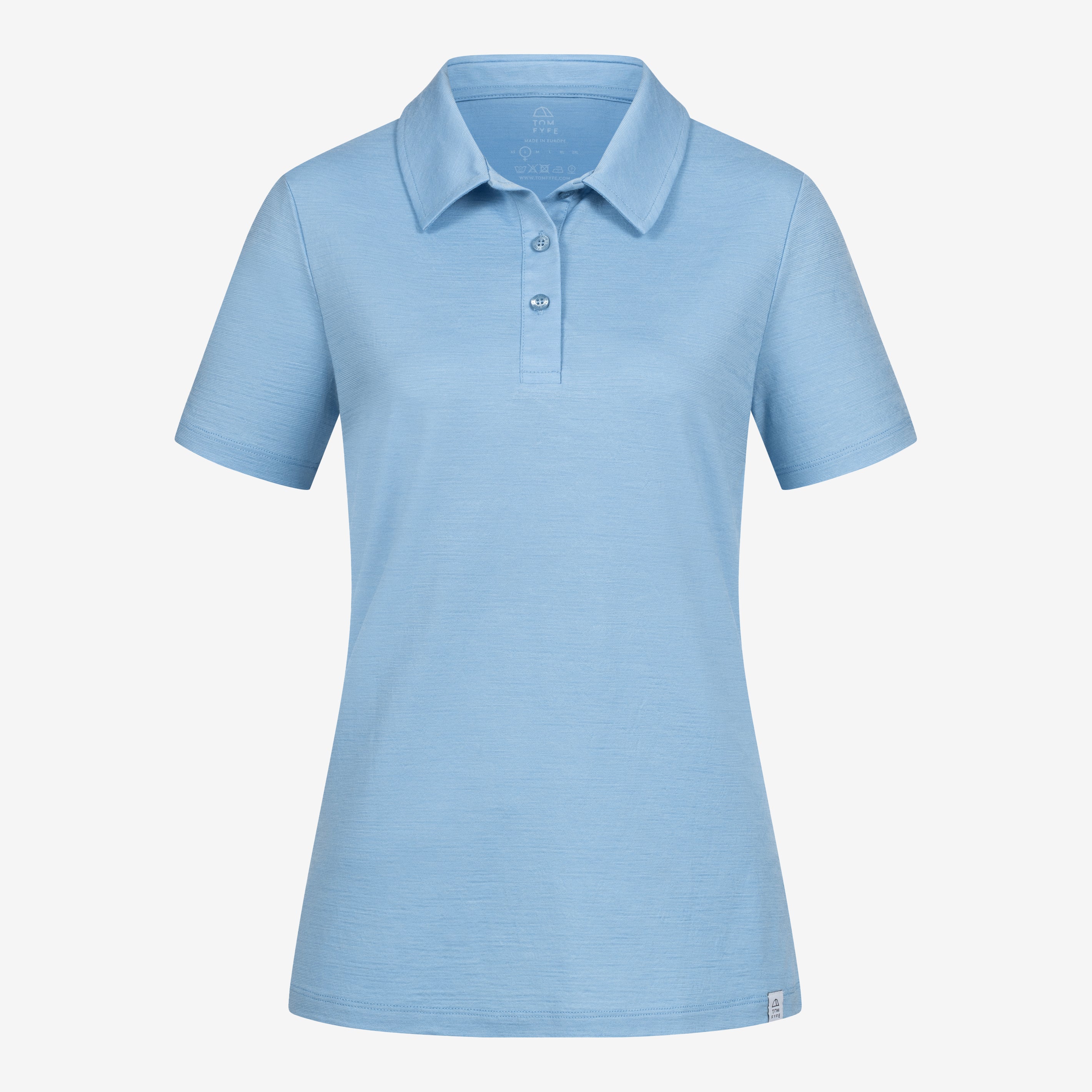 Merino Polo Damen Frontansicht von TOM FYFE in Steelblue