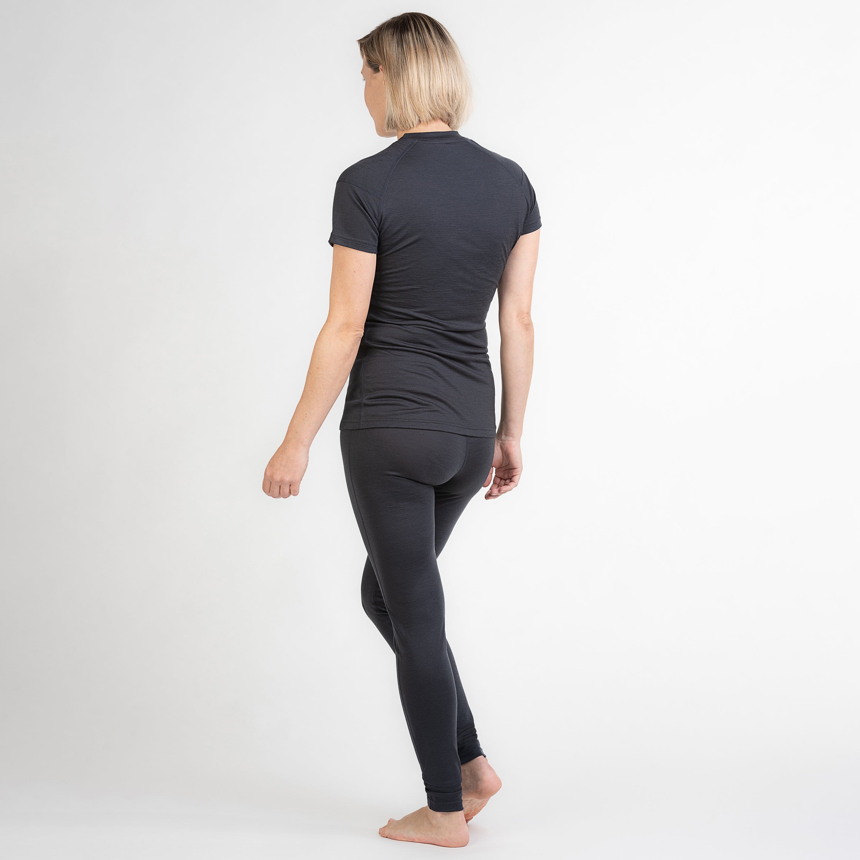 Merino Damen Unterhemd T-Shirt Hinteransicht von TOM FYFE in Anthrazit