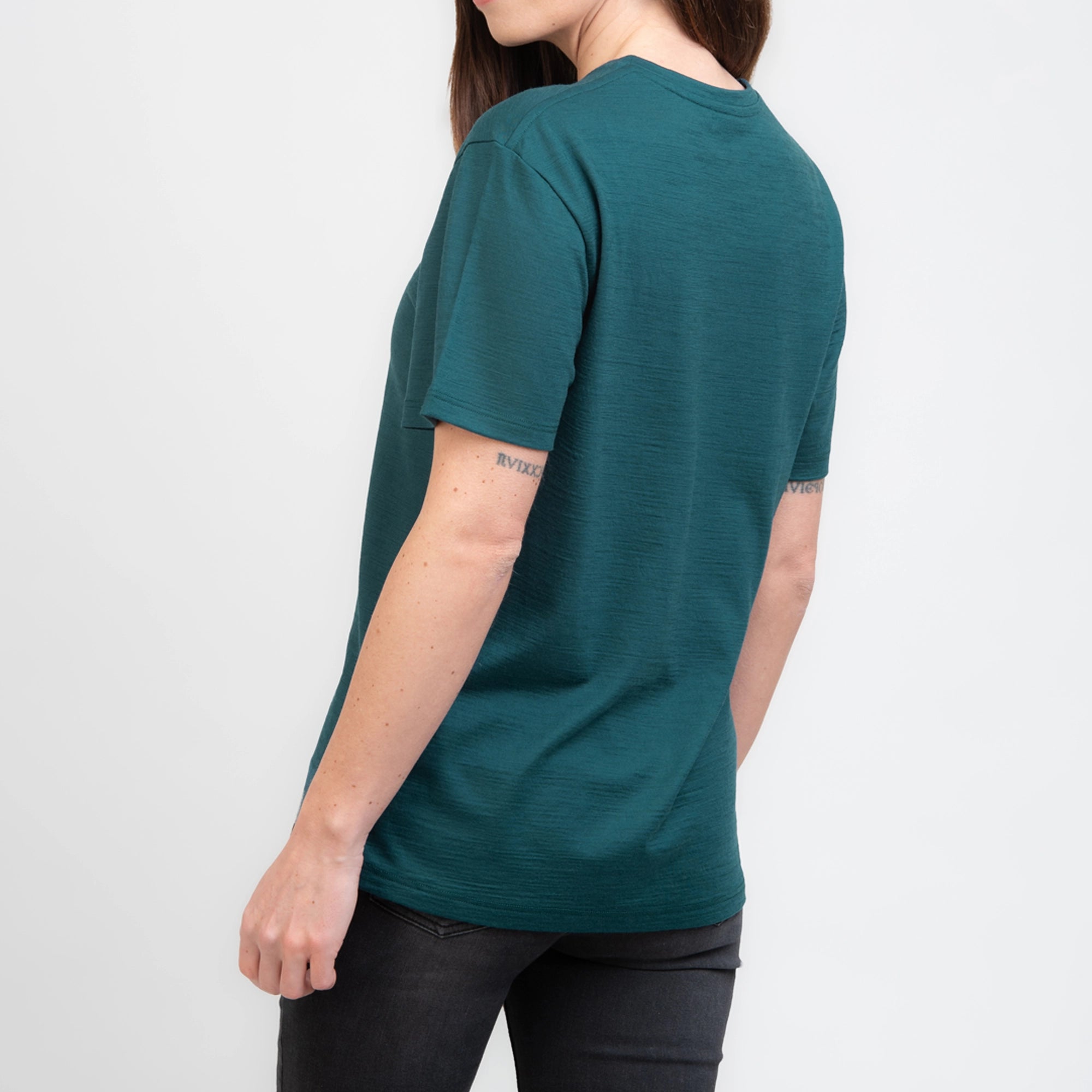 TOM FYFE Merino Damen T-Shirt Regular Fit in Deep Teal, Rückansicht TF505001