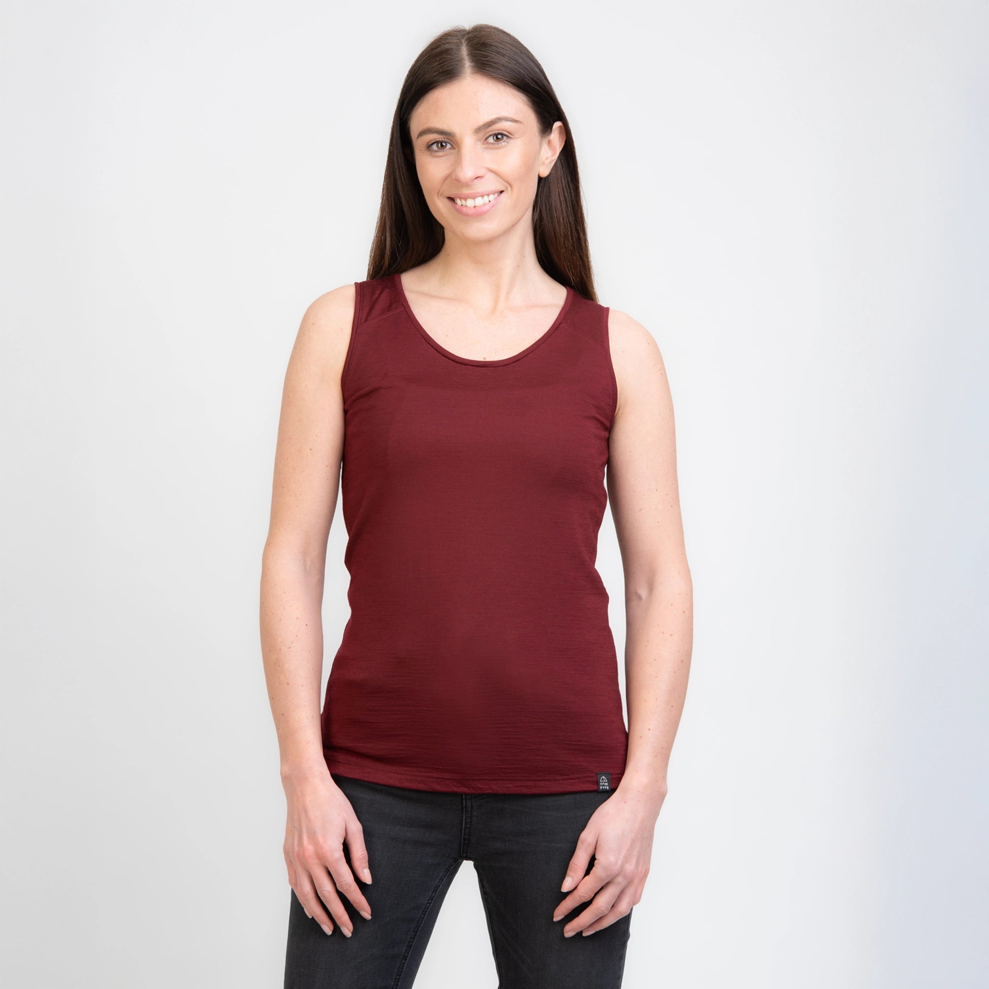 TOM FYFE Merino Damen Tank Top in Burgundy, zweite Frontansicht TF202007