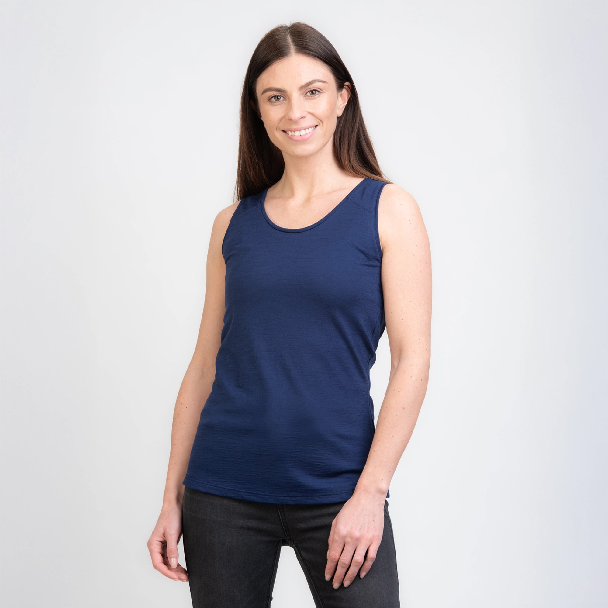 TOM FYFE Merino Damen Tank Top in Marine, Frontansicht TF202007