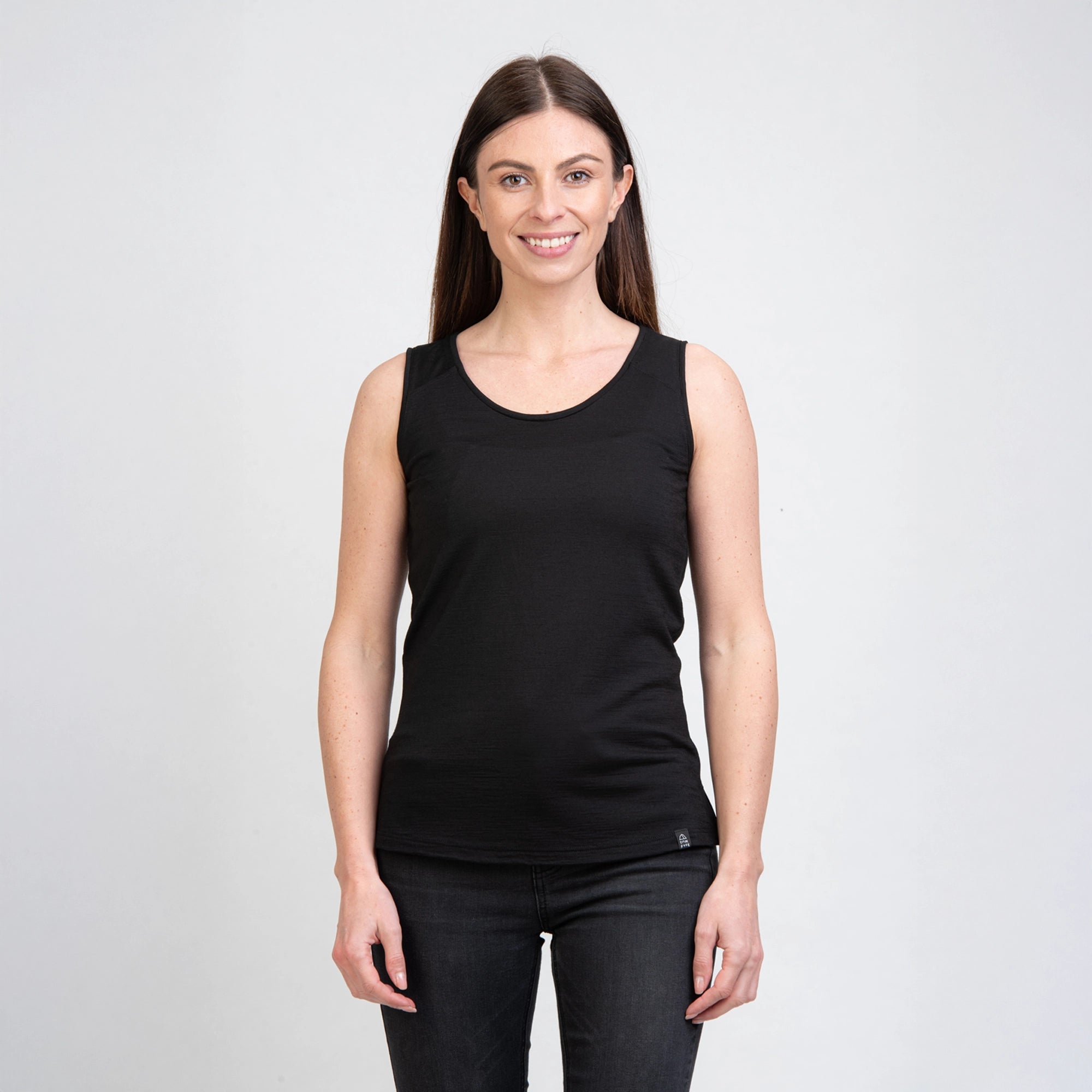 TOM FYFE Merino Damen Tank Top in Schwarz, Frontansicht TF202007