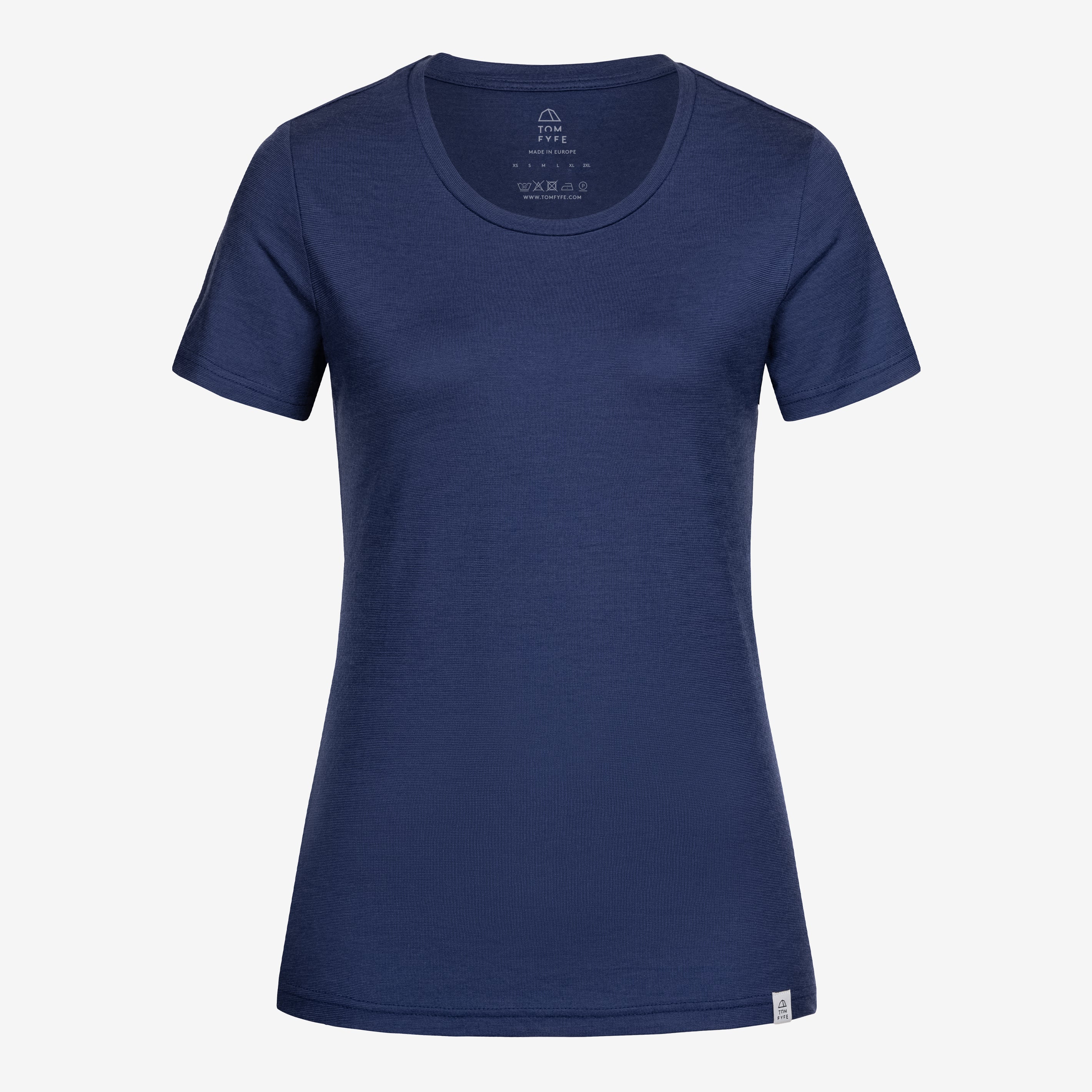 Merino Damen Shirt Frontansicht von Tom Fyfe in Marineblau