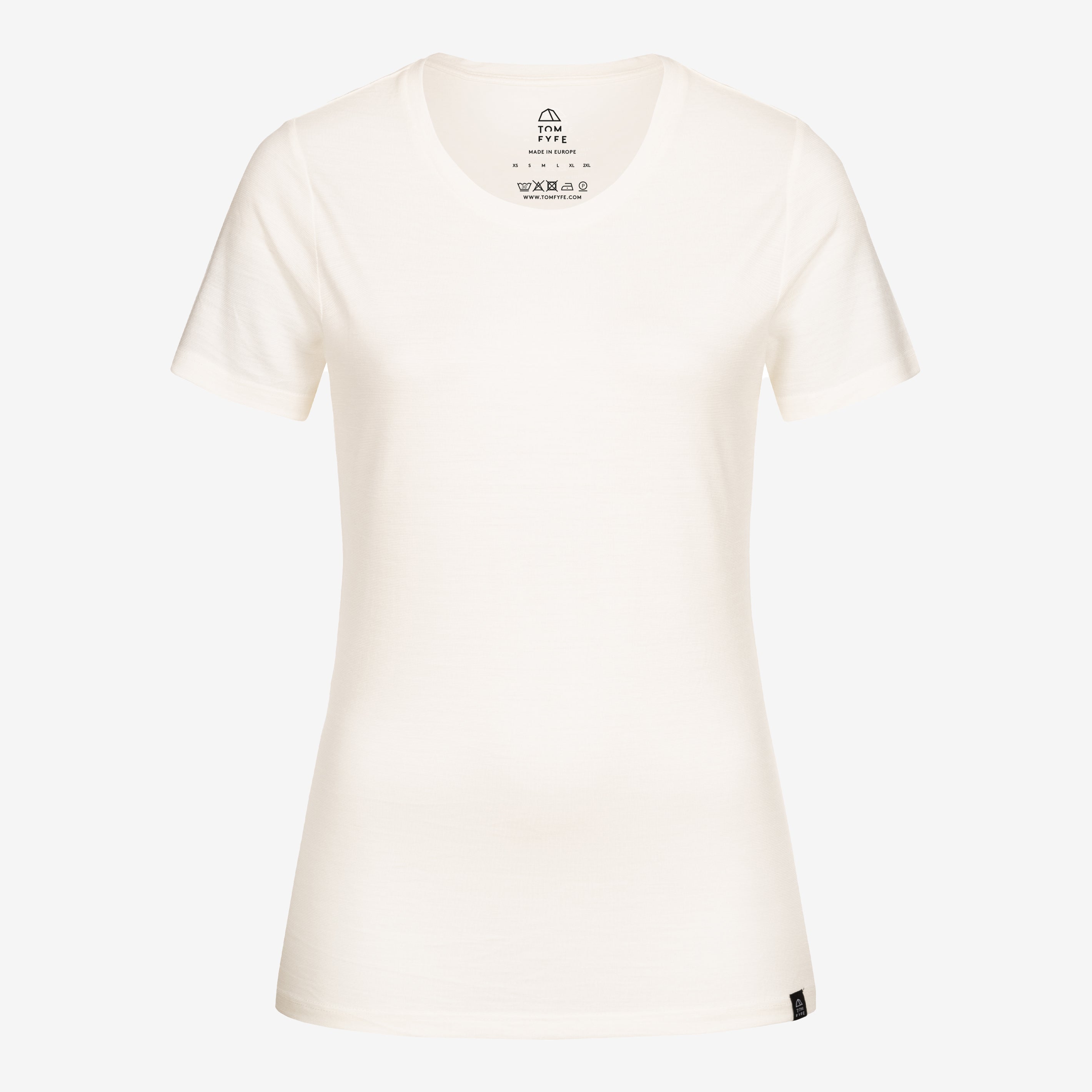 Merino Damen Shirt Frontansicht von Tom Fyfe in Weiss