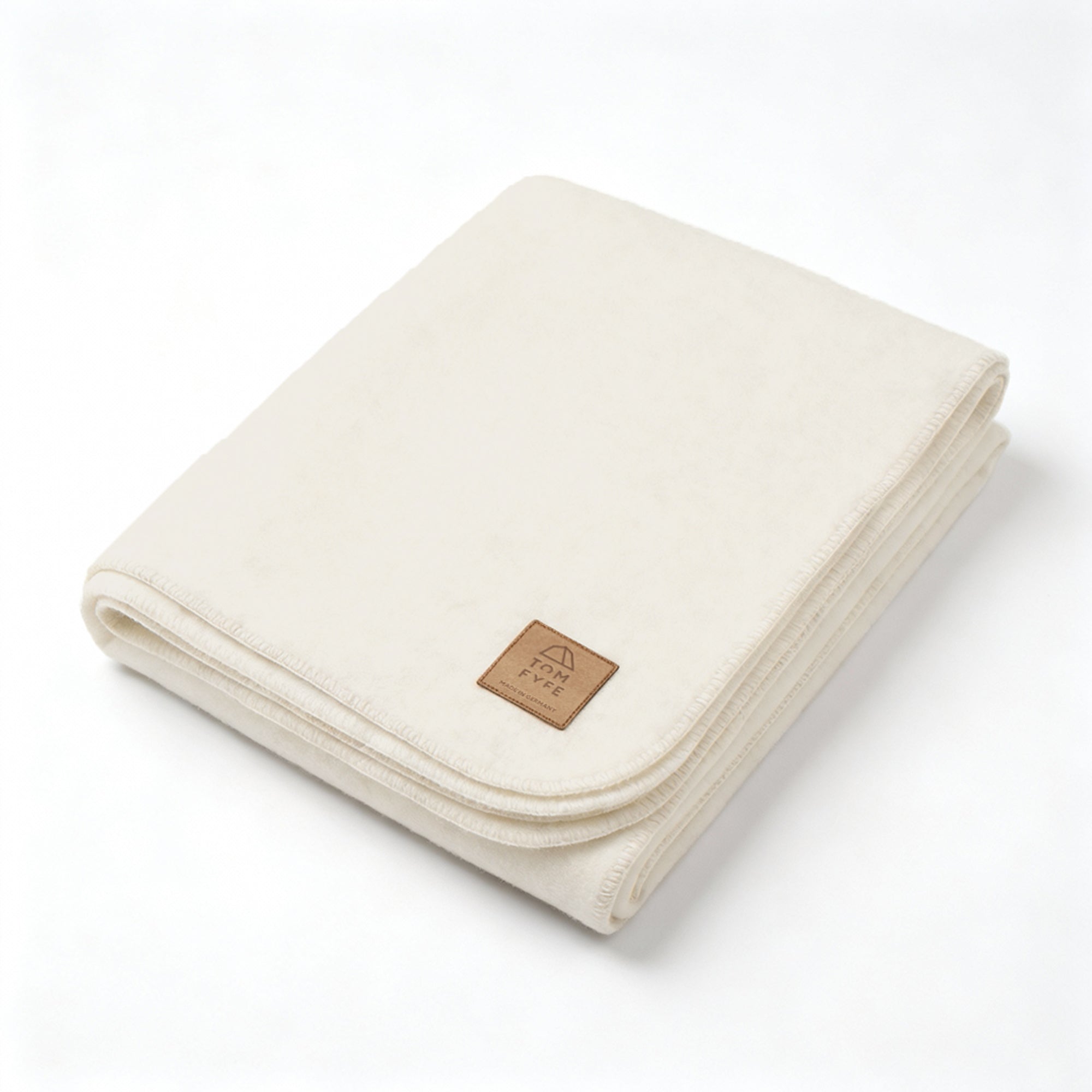 TOM FYFE Merino Decke in Polar White, in Draufsicht
