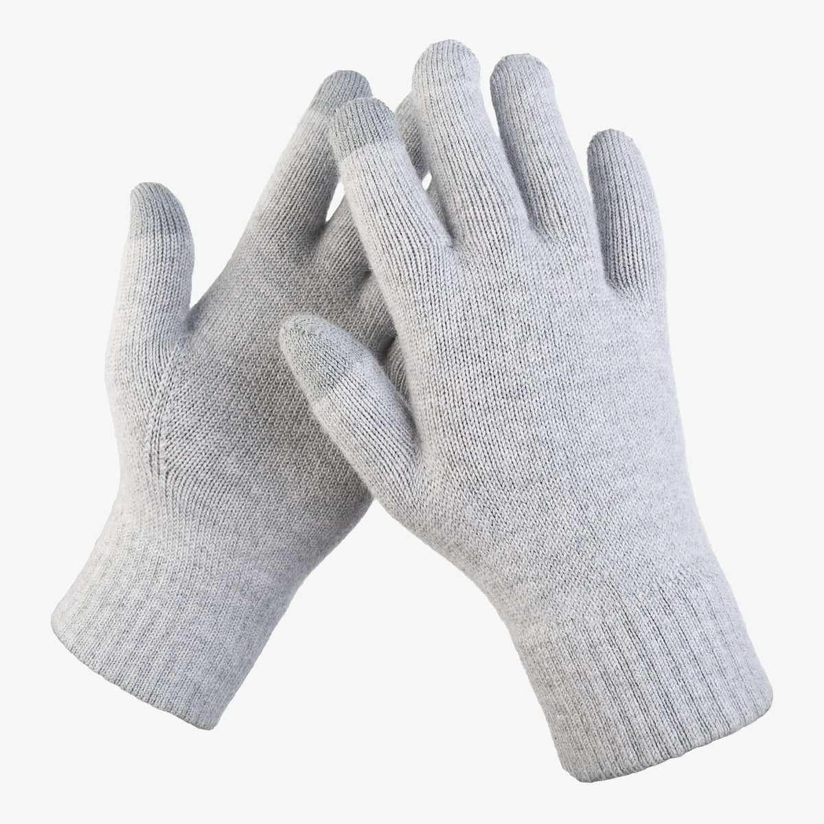 Merino Touchscreen Strickhandschuhe Hollowman von TOM FYFE in Gray Melange #farbe_gray-melange