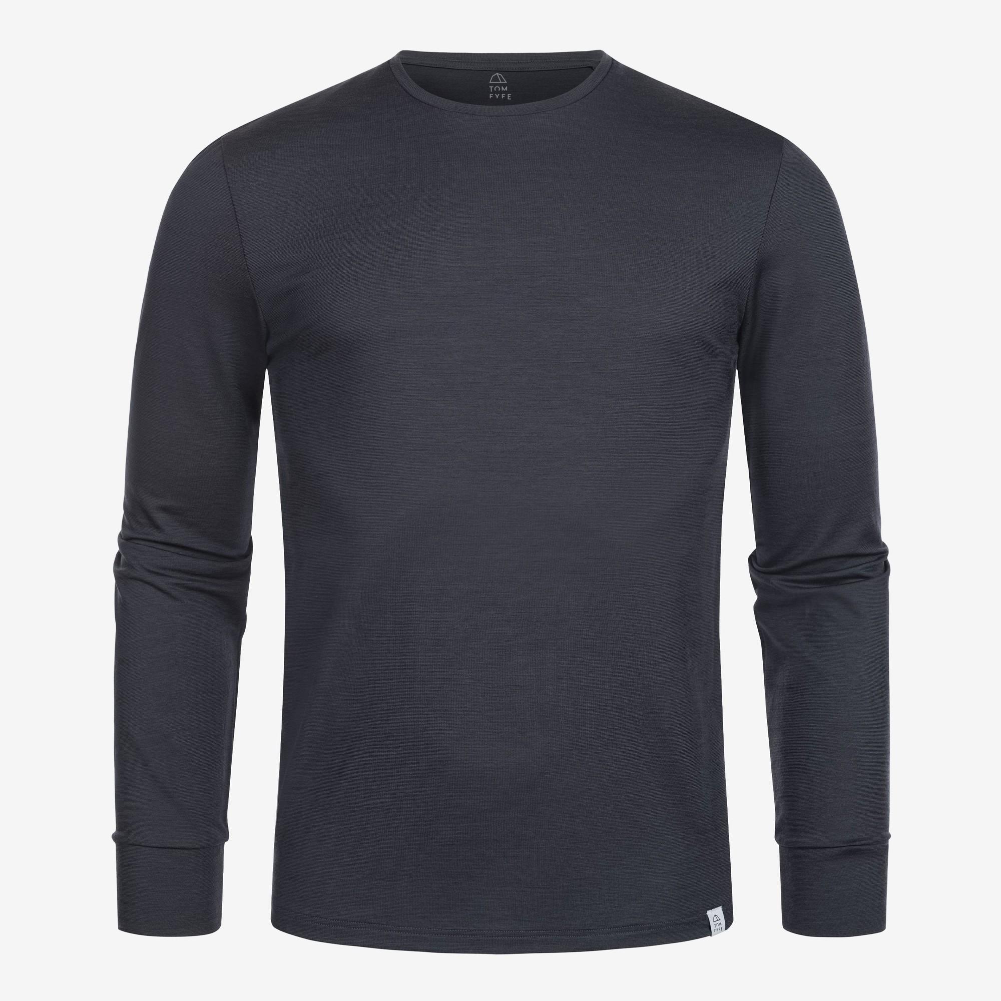 Merino Herren Langarmshirt Frontansicht von Tom Fyfe in Anthrazit