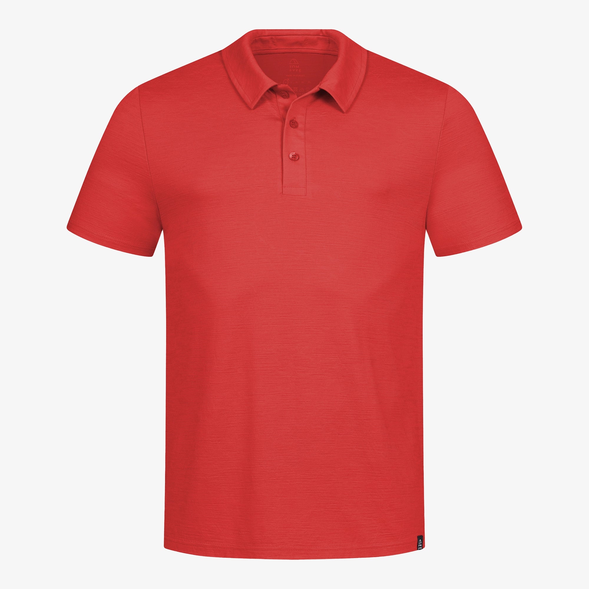 Merino Polo Herren Frontansicht von TOM FYFE in Coral Red