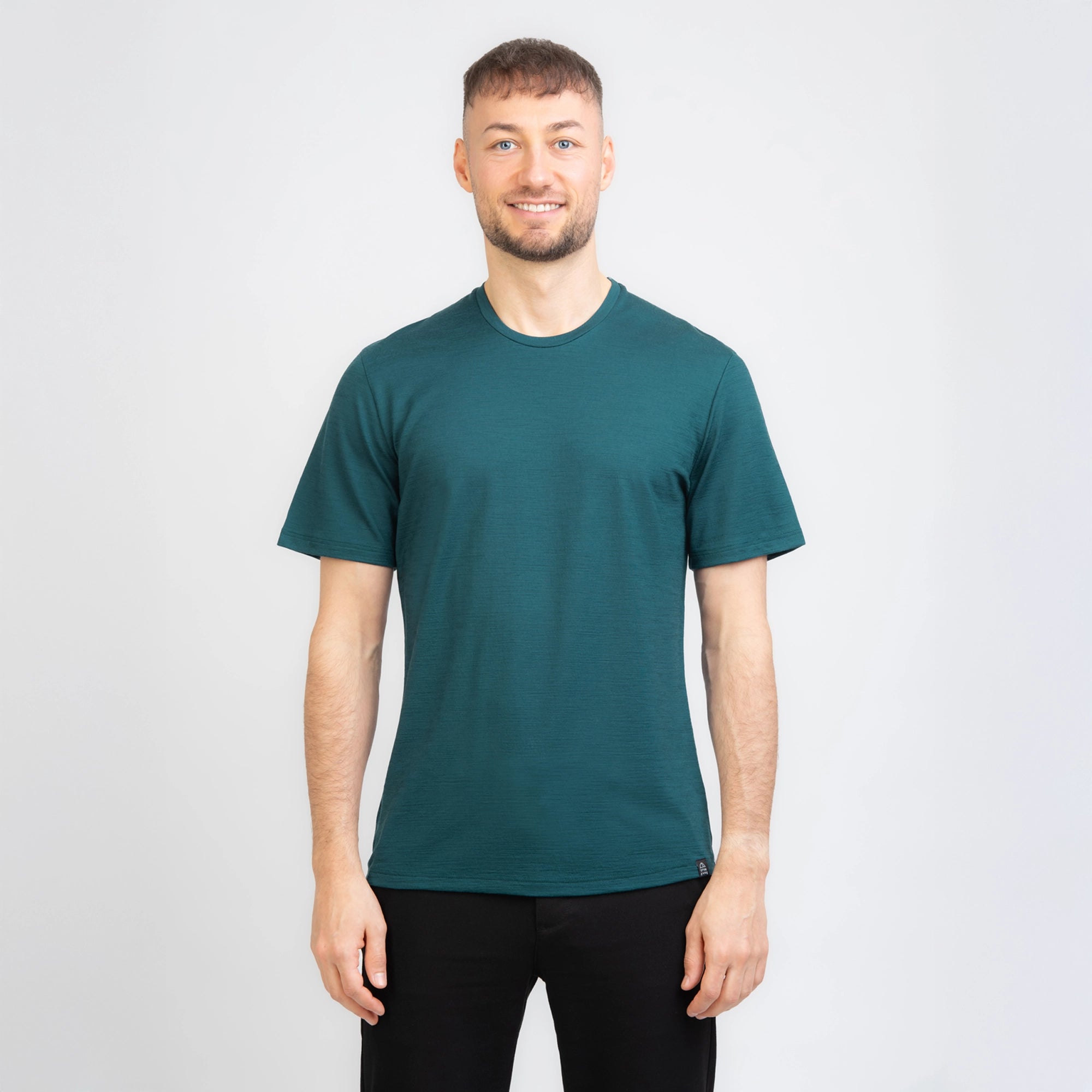 TOM FYFE Merino Herren T-Shirt Slim Fit in Deep Teal, Frontansicht TF101002 #farbe_deep-teal