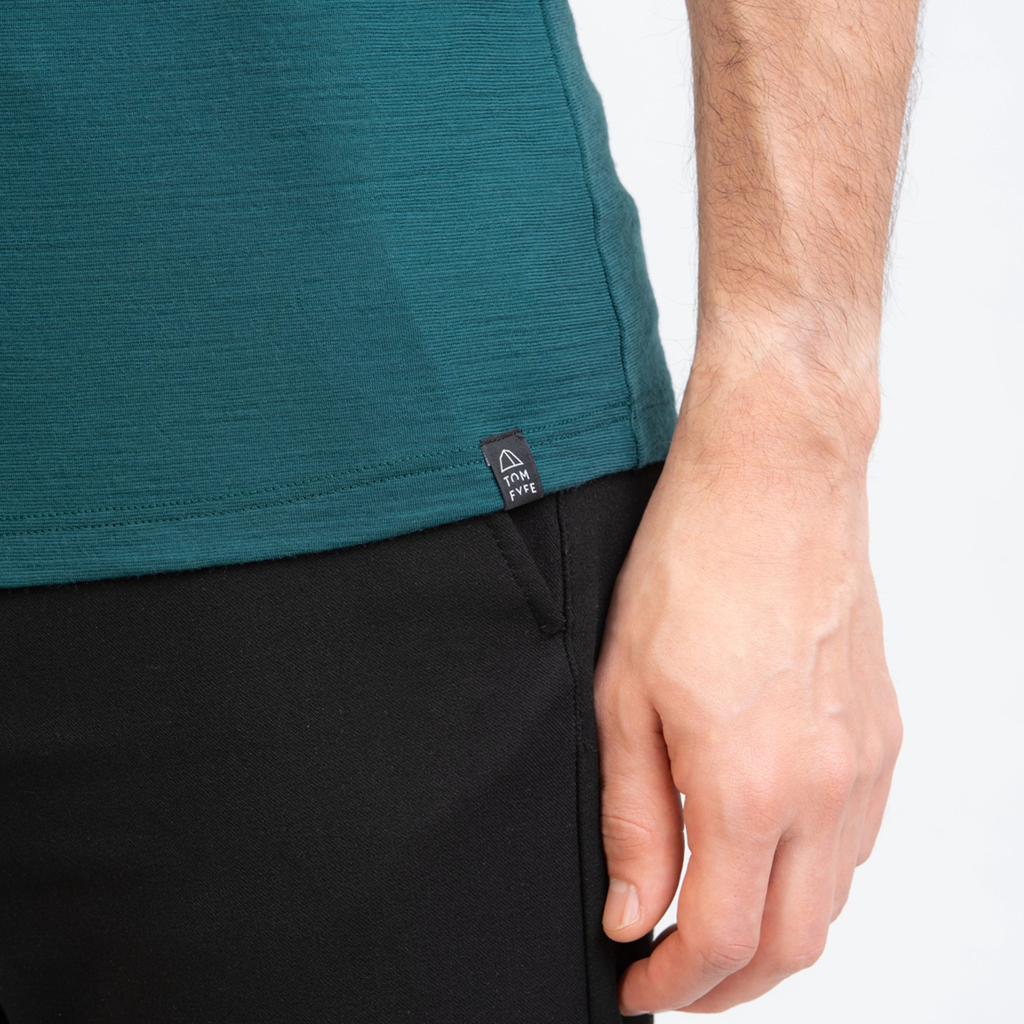 TOM FYFE Merino Herren T-Shirt Slim Fit in Deep Teal, Label TF101002