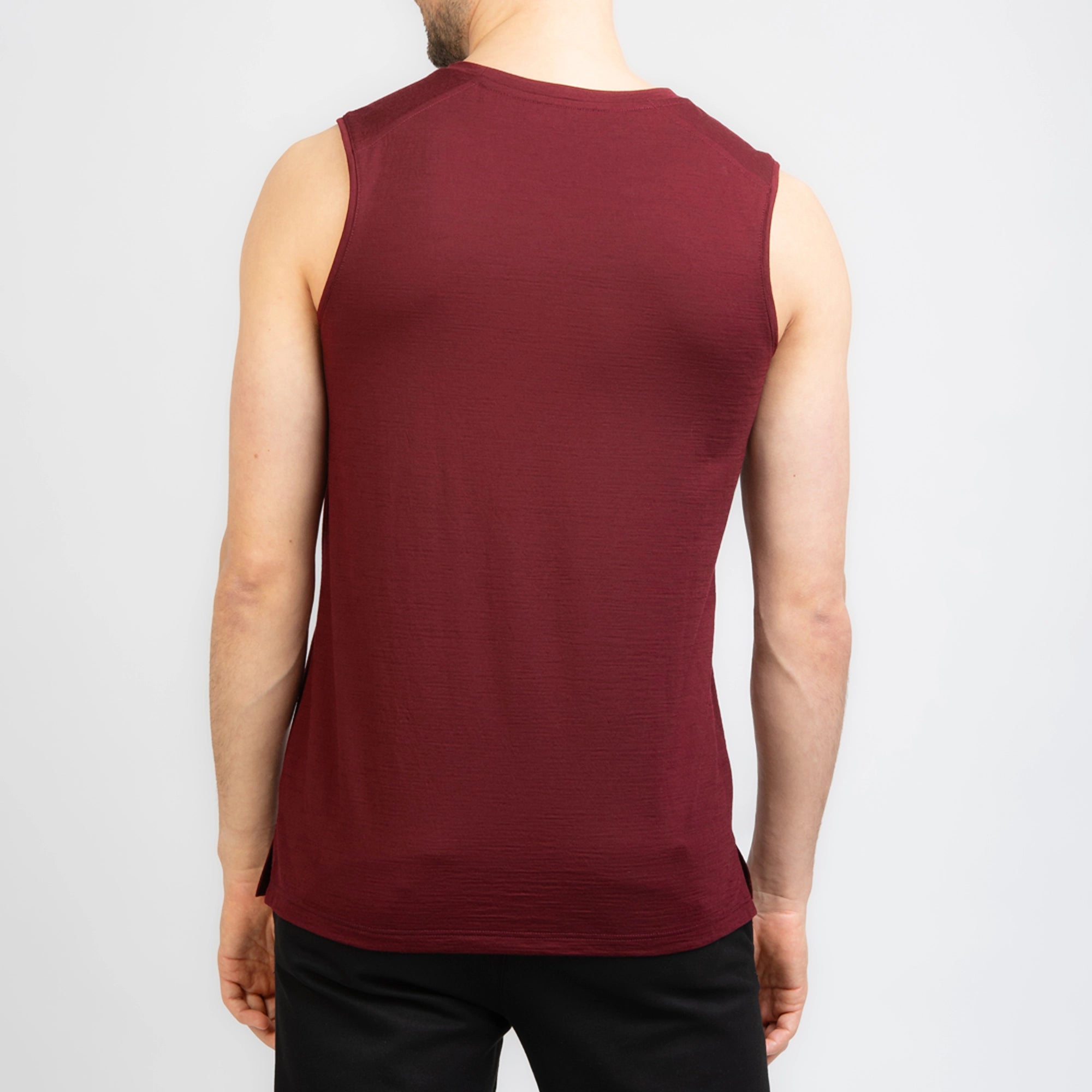 TOM FYFE Merino Herren Tank Top in Burgundy, Rückansicht TF101007