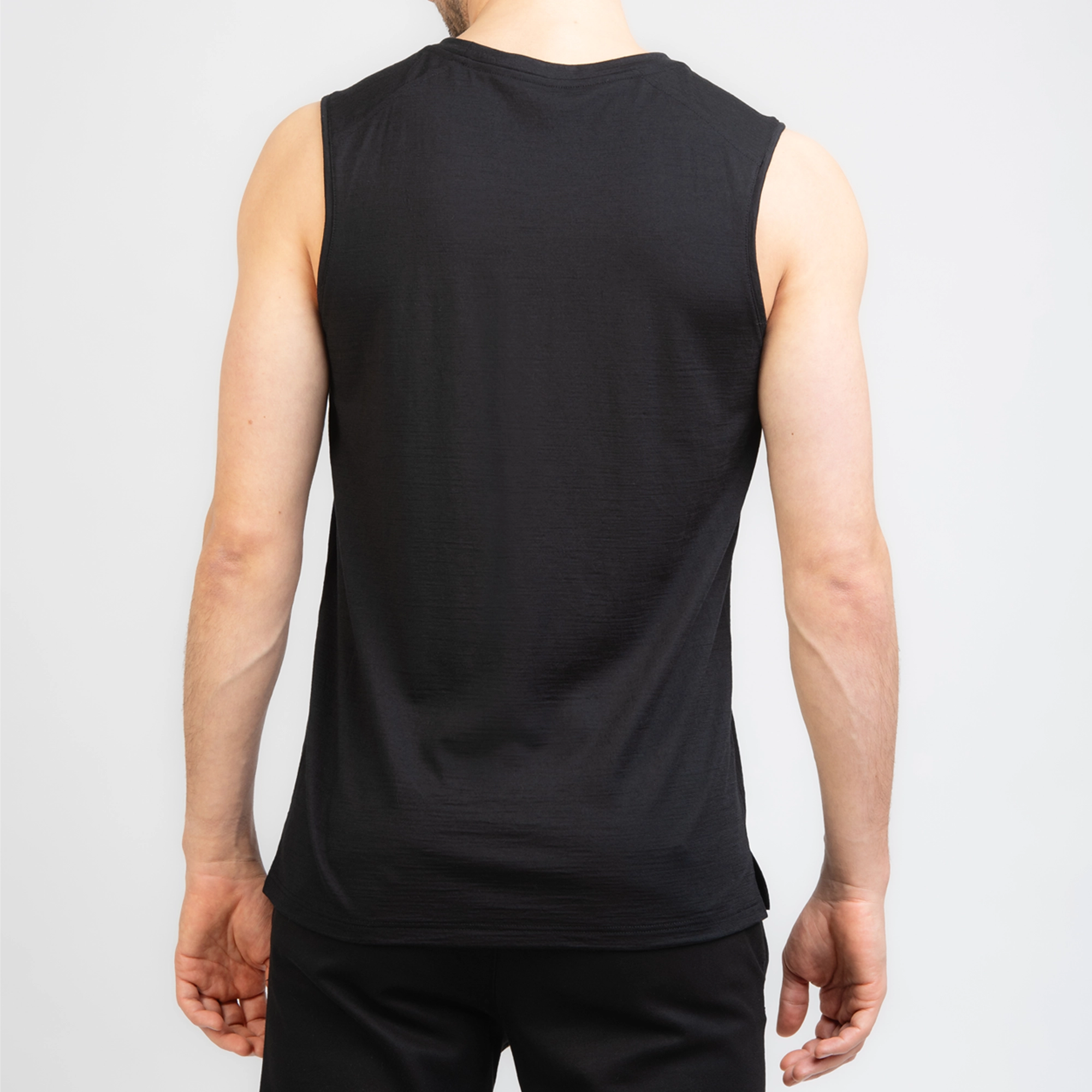 TOM FYFE Merino Herren Tank Top in Schwarz, Rückansicht TF101007