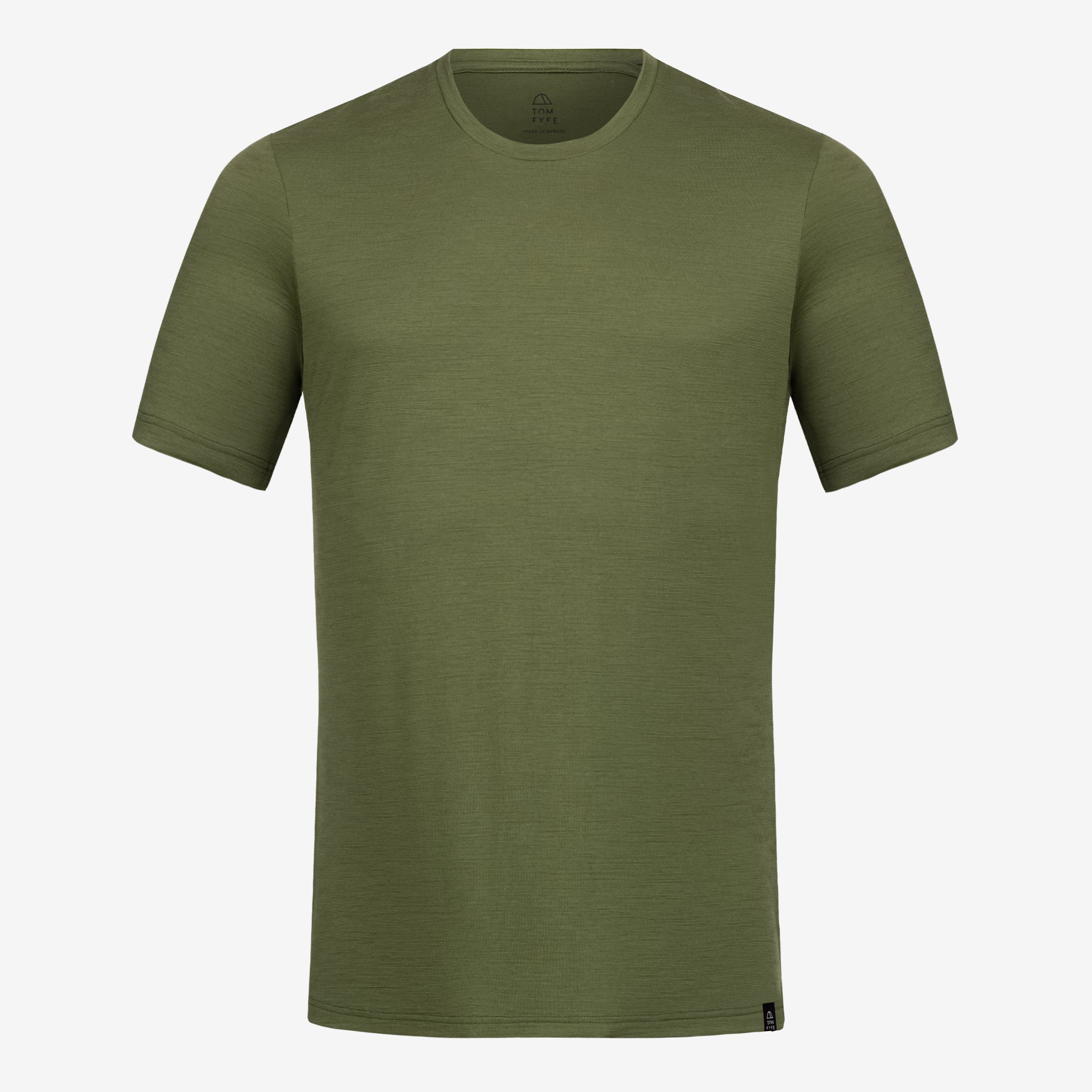 Merino Herren Shirt Frontansicht von Tom Fyfe in Waldgrün