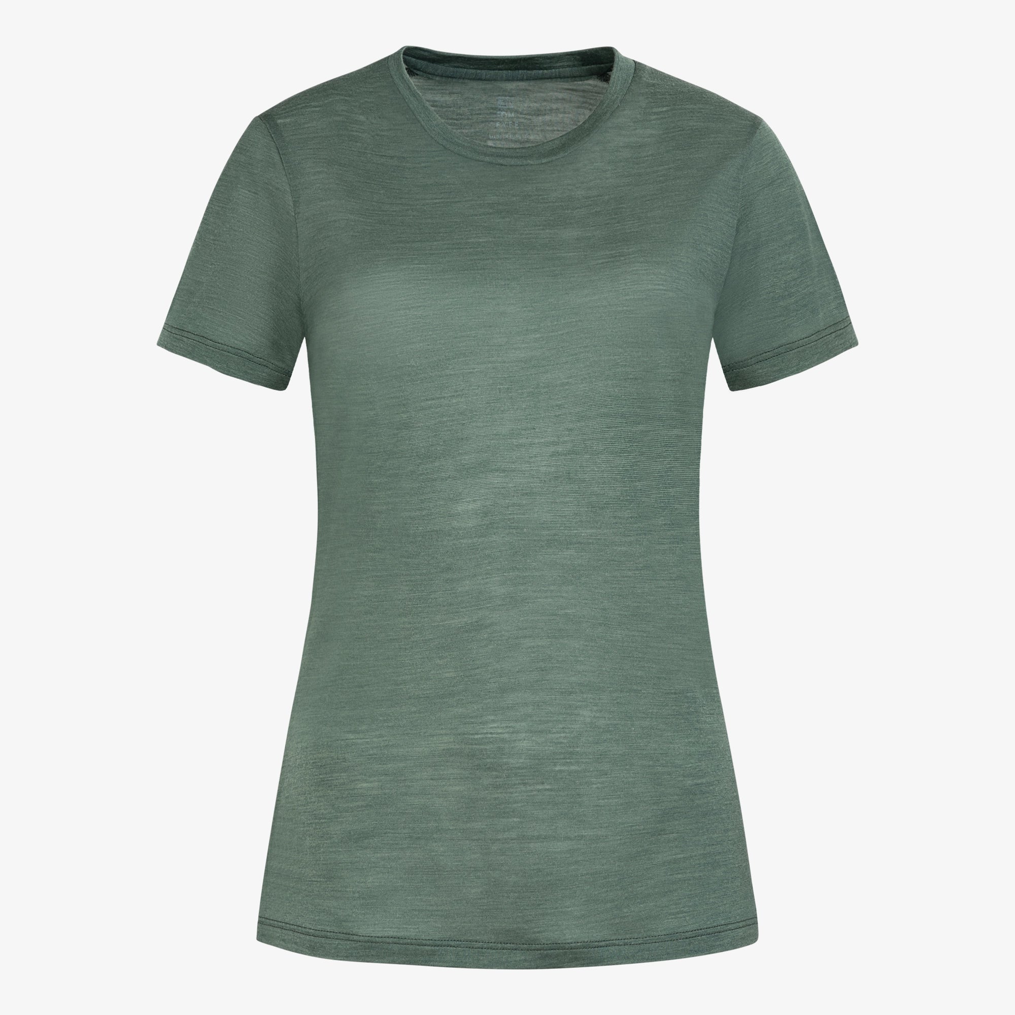 Merino Lyocell T-Shirt Slim Fit Damen Frontansicht von TOM FYFE in Thyme Green#farbe_thyme-green