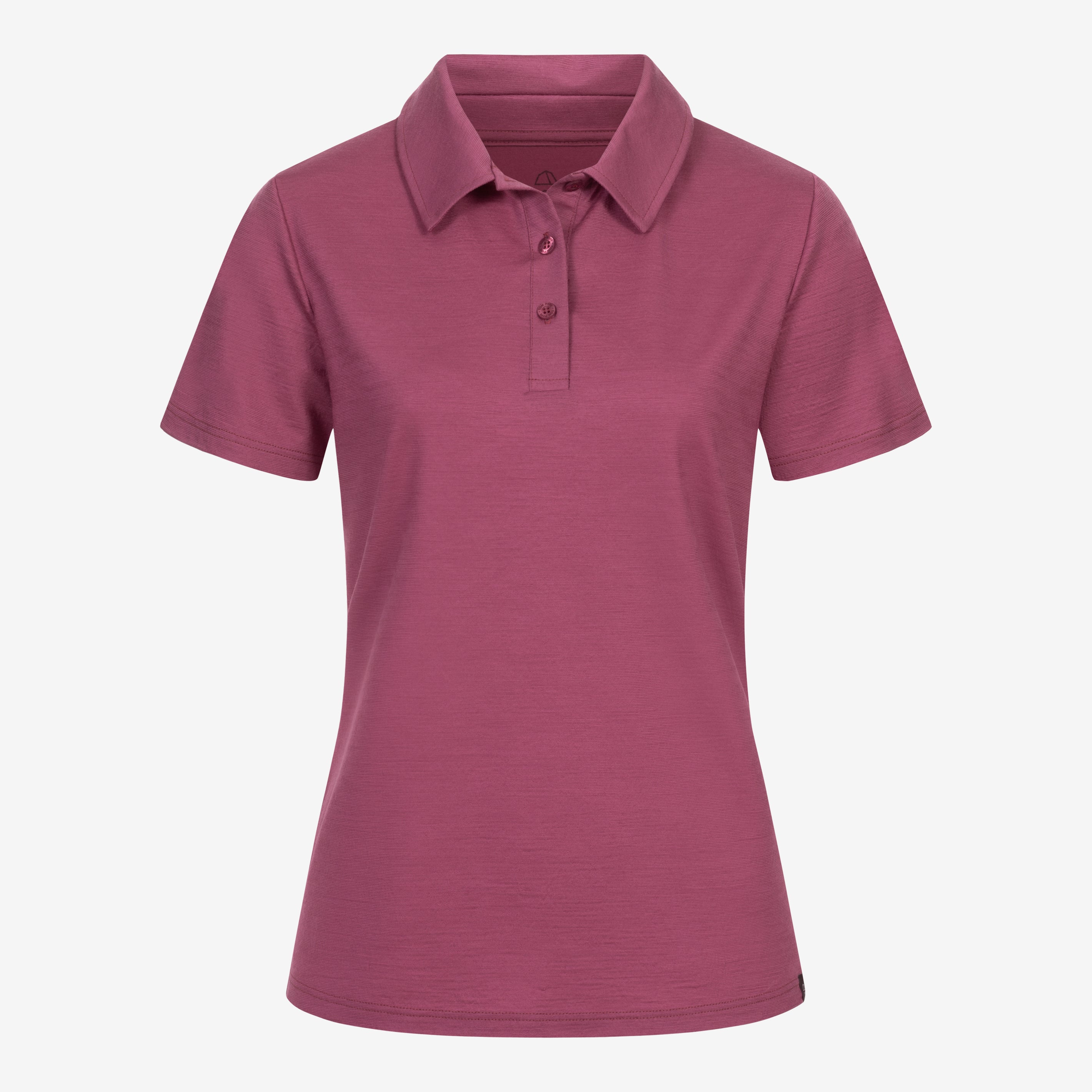 Merino Polo Damen Frontansicht von TOM FYFE in Brombeere