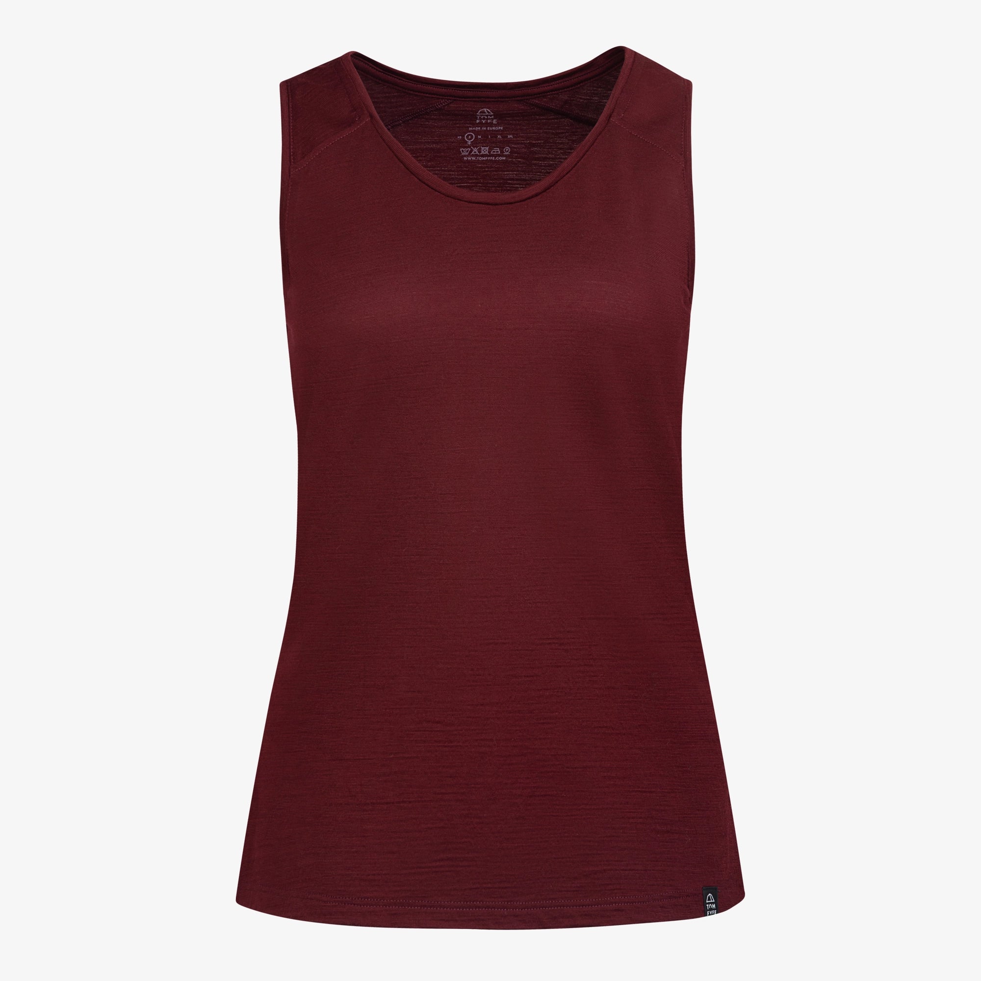 Merino Damen Tank-Top TF202007 von TOM FYFE in Burgundy Frontansicht