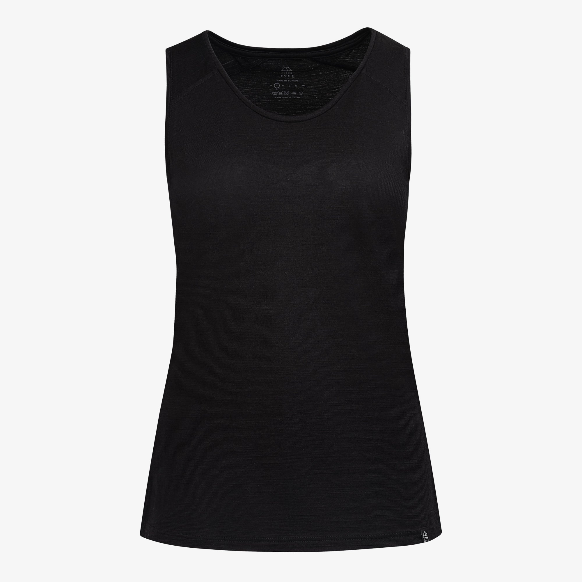 Merino Damen Tank-Top TF202007 von TOM FYFE in Schwarz Frontansicht