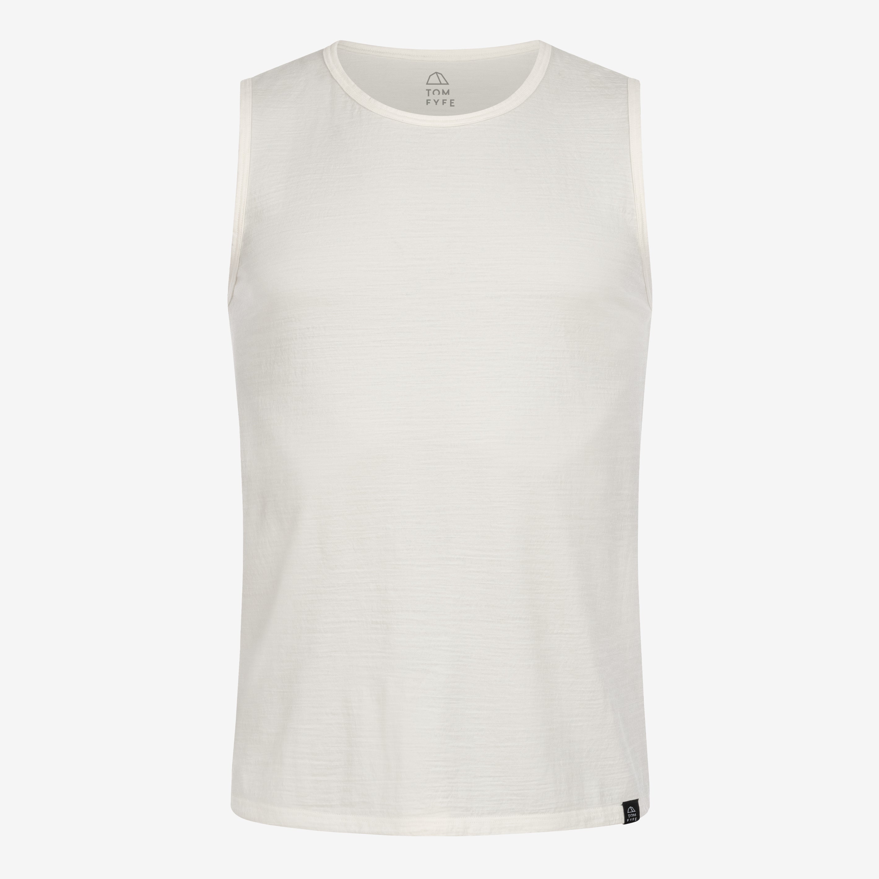 Merino Herren Tank-Top Frontansicht von Tom Fyfe in Wollweiß