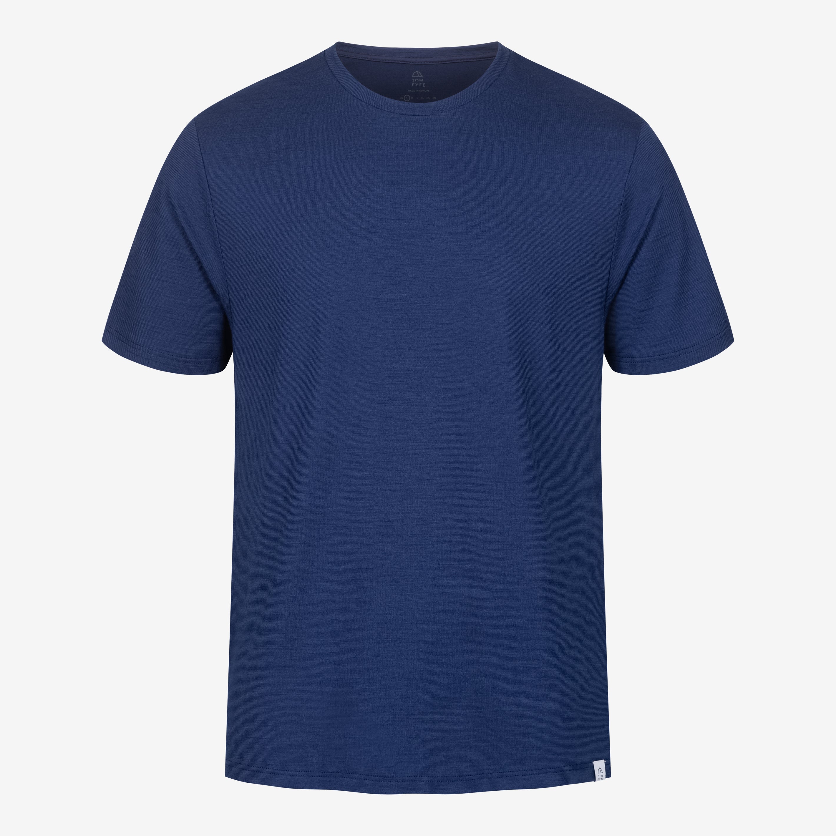 Merino T-Shirt Regular Fit Unisex Frontansicht von TOM FYFE in Marine