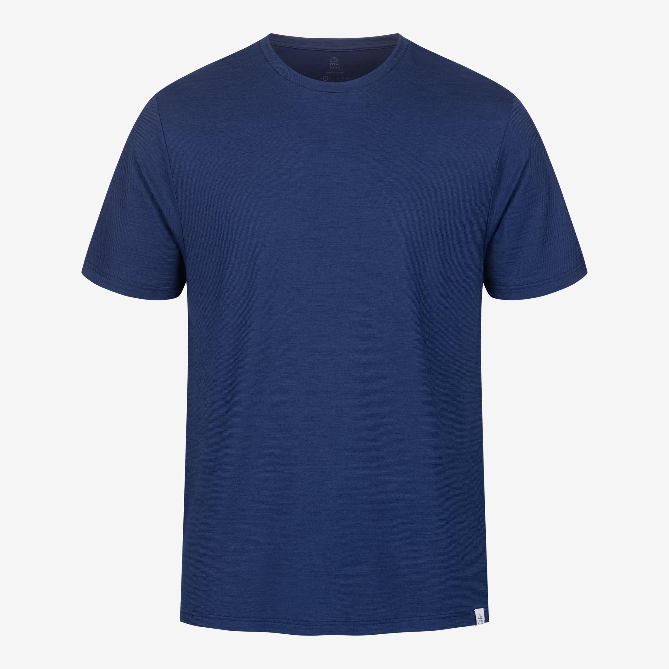 Merino T-Shirt Regular Fit Unisex Frontansicht von TOM FYFE in Marine