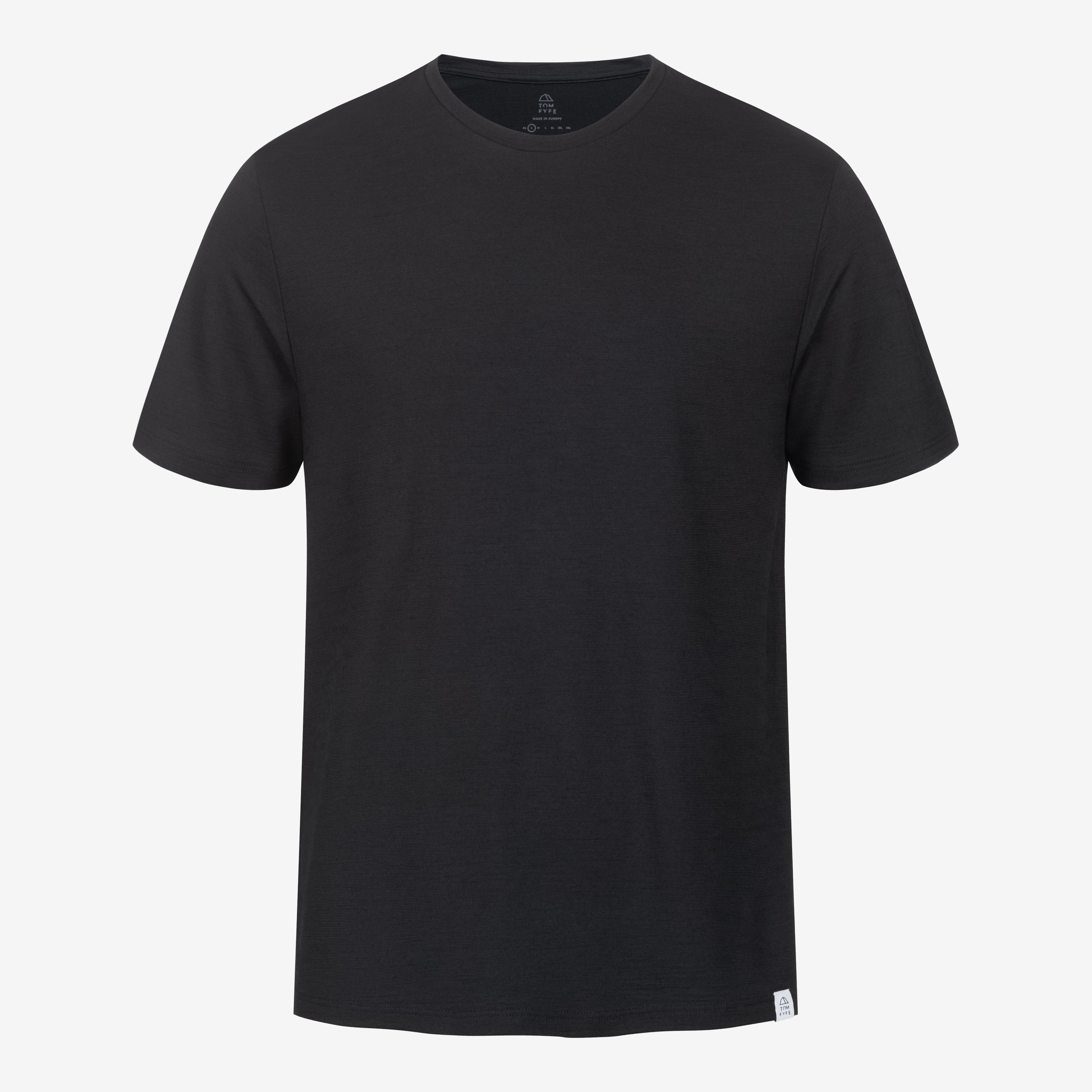 Merino T-Shirt Regular Fit Unisex Frontansicht von TOM FYFE in Schwarz