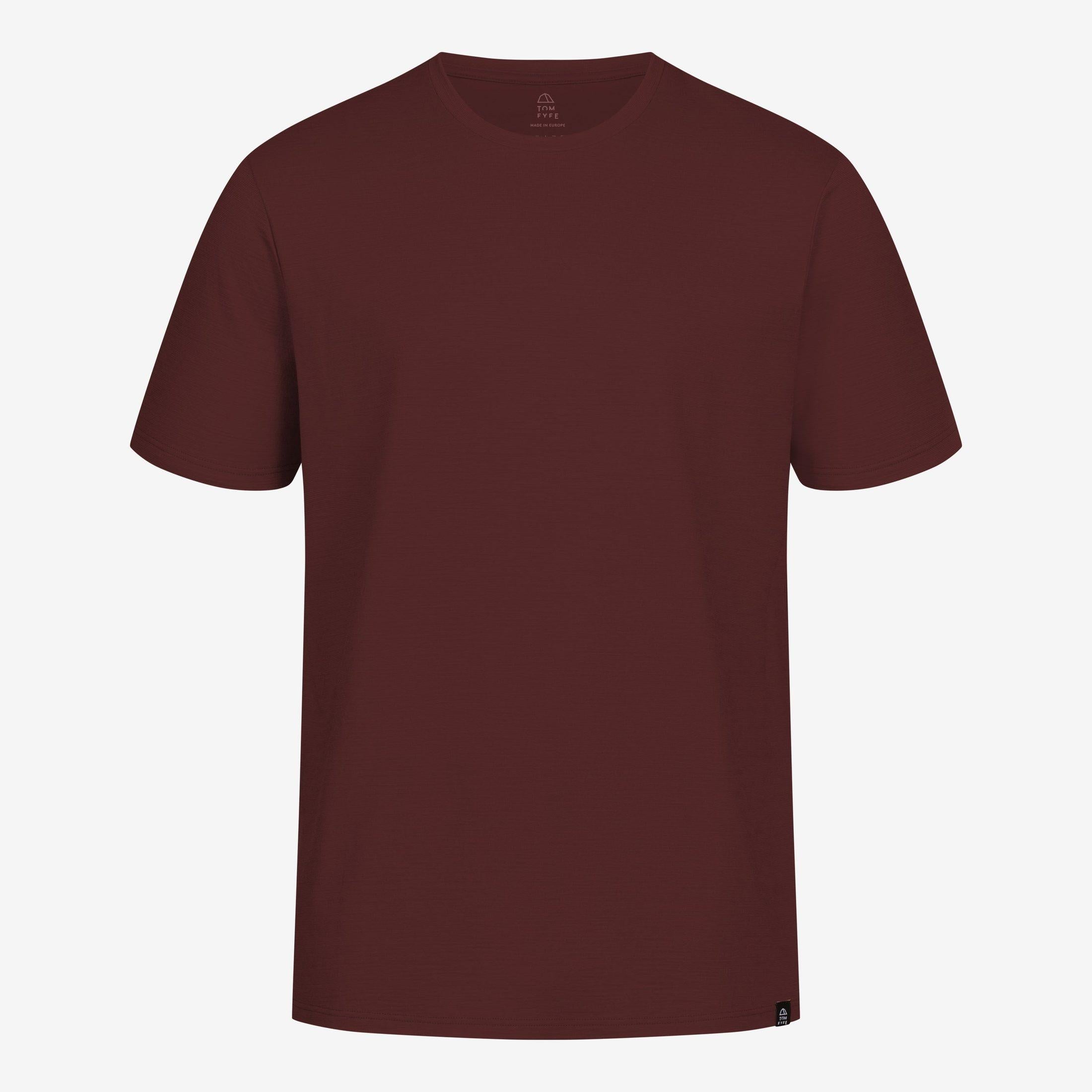 Merino T-Shirt Regular Fit Unisex Frontansicht von TOM FYFE in Burgundy