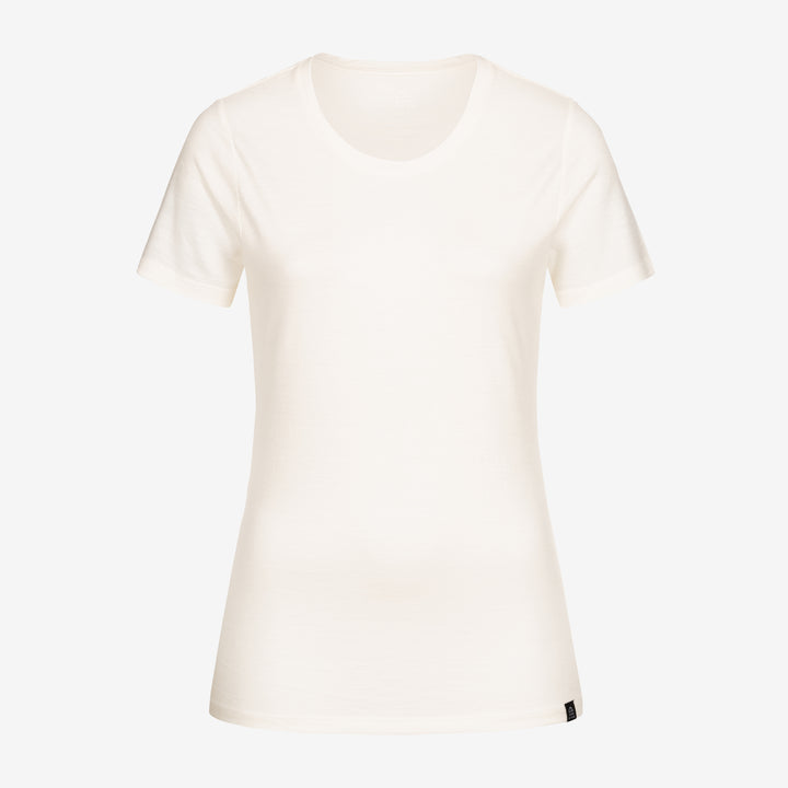 Merino Damen Shirt Frontansicht von Tom Fyfe in Weiss #farbe_wollweiss