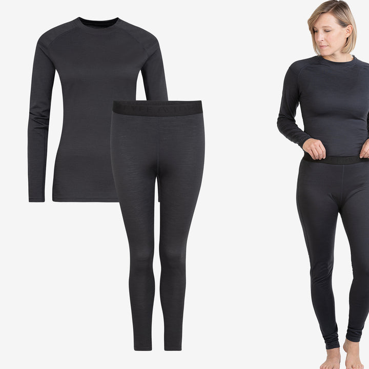 Merino Damen Comfort Set - Langarmshirt & Leggings Anthrazit