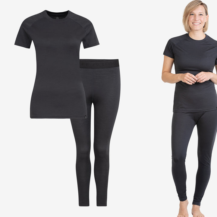 Merino Damen Comfort Set - T-Shirt & Leggings Anthrazit