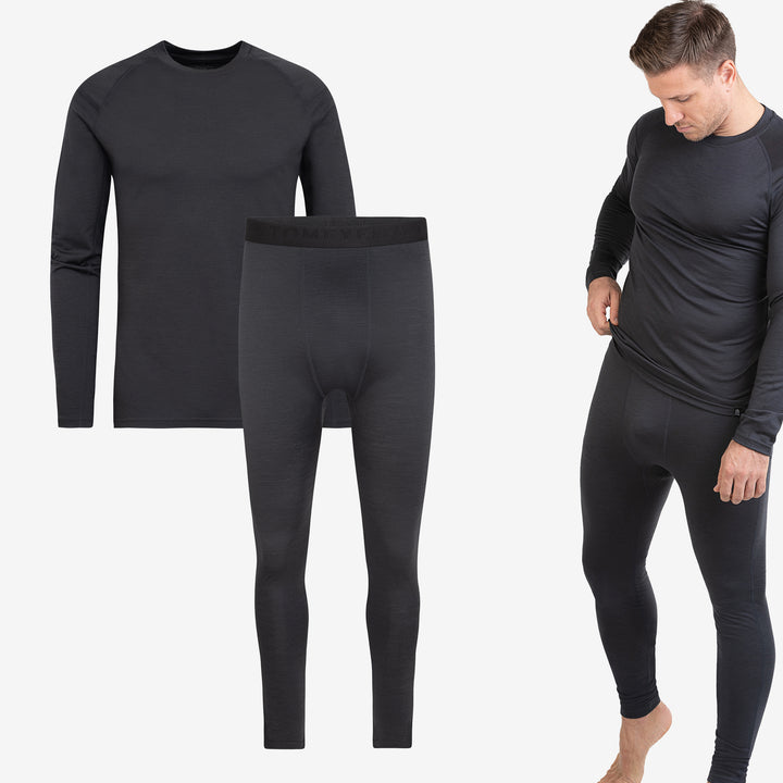 Merino Herren Comfort Set - Langarmshirt & Leggings Anthrazit