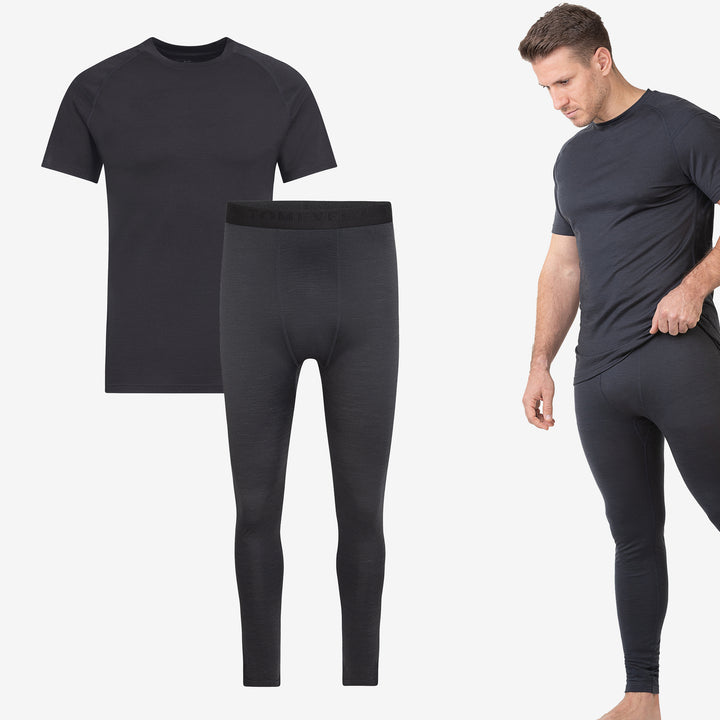 Merino Herren Comfort Set - T-Shirt & Leggings Anthrazit