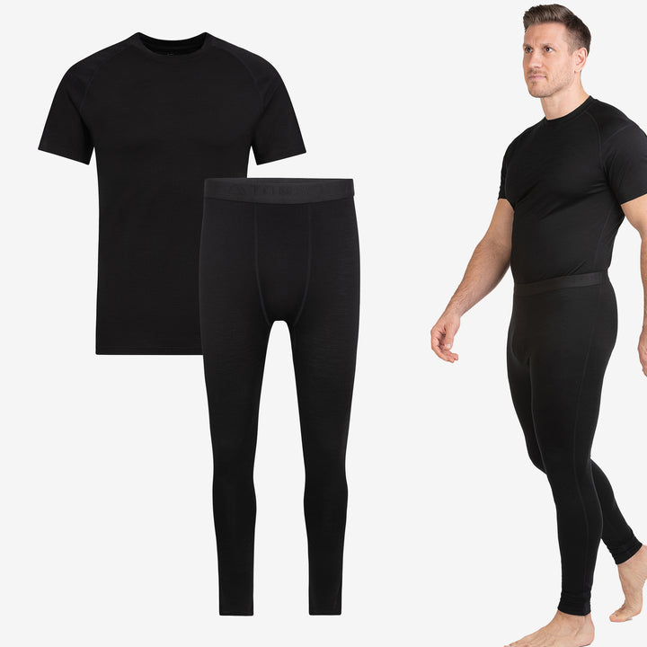 Merino Herren Comfort Set - T-Shirt & Leggings Schwarz