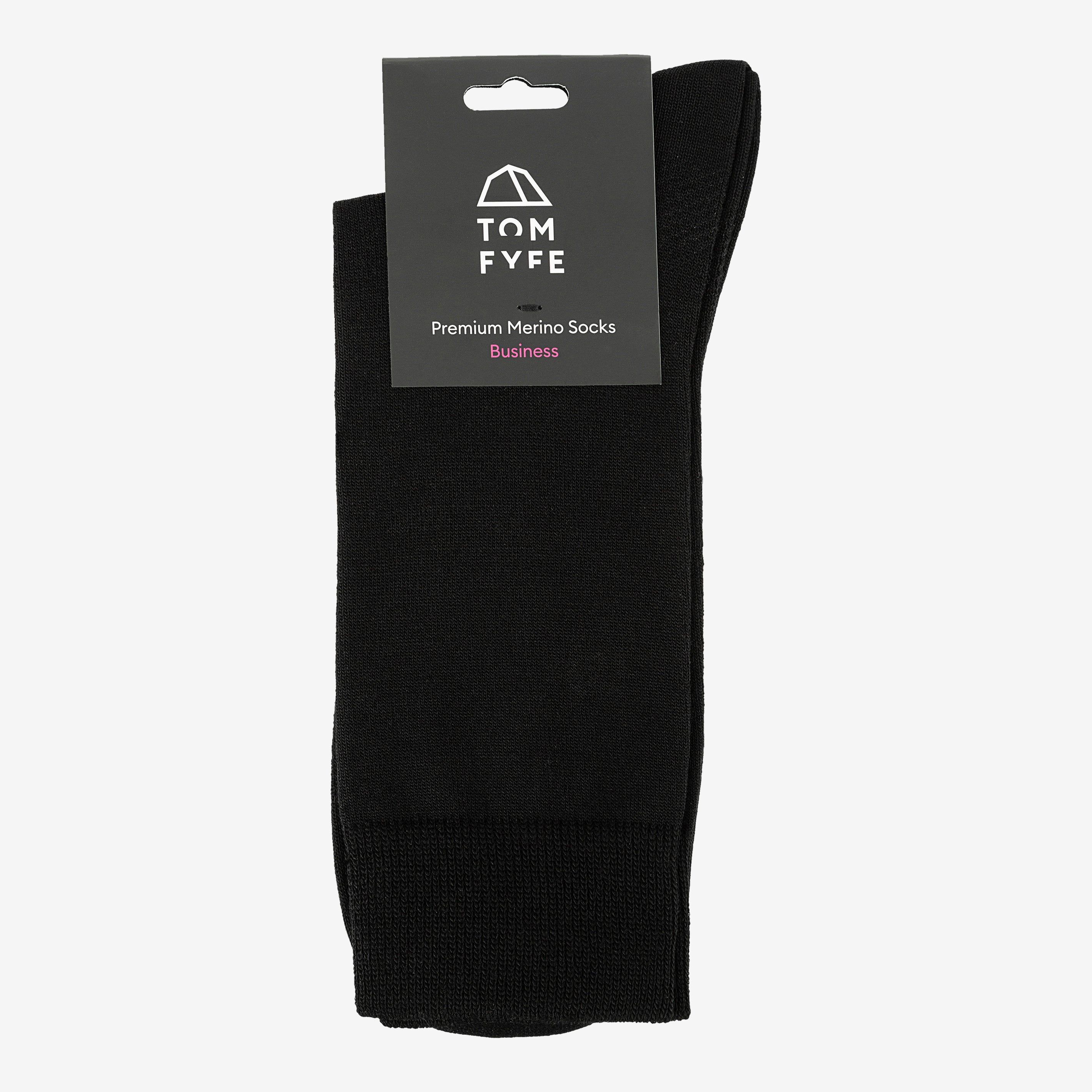 Merino Business Socken von Tom Fyfe mit Verpackung in Schwarz 