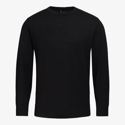 TOM FYFE Merino Herren Crewneck Rundhals-Pullover in Schwarz, Hollowman 