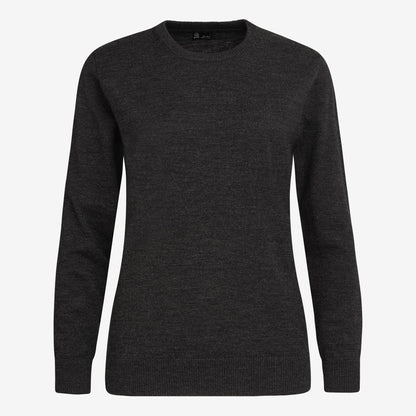 TOM FYFE Merino Damen Crewneck Rundhals-Pullover in Anthracite, Hollowman-Frontansicht 