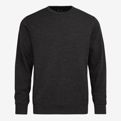 TOM FYFE Merino Herren Crewneck Rundhals-Pullover in Anthracite, Hollowman-Frontansicht 