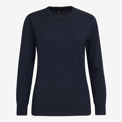TOM FYFE Merino Damen Crewneck Rundhals-Pullover in Midnight Blue, Hollowman-Frontansicht 