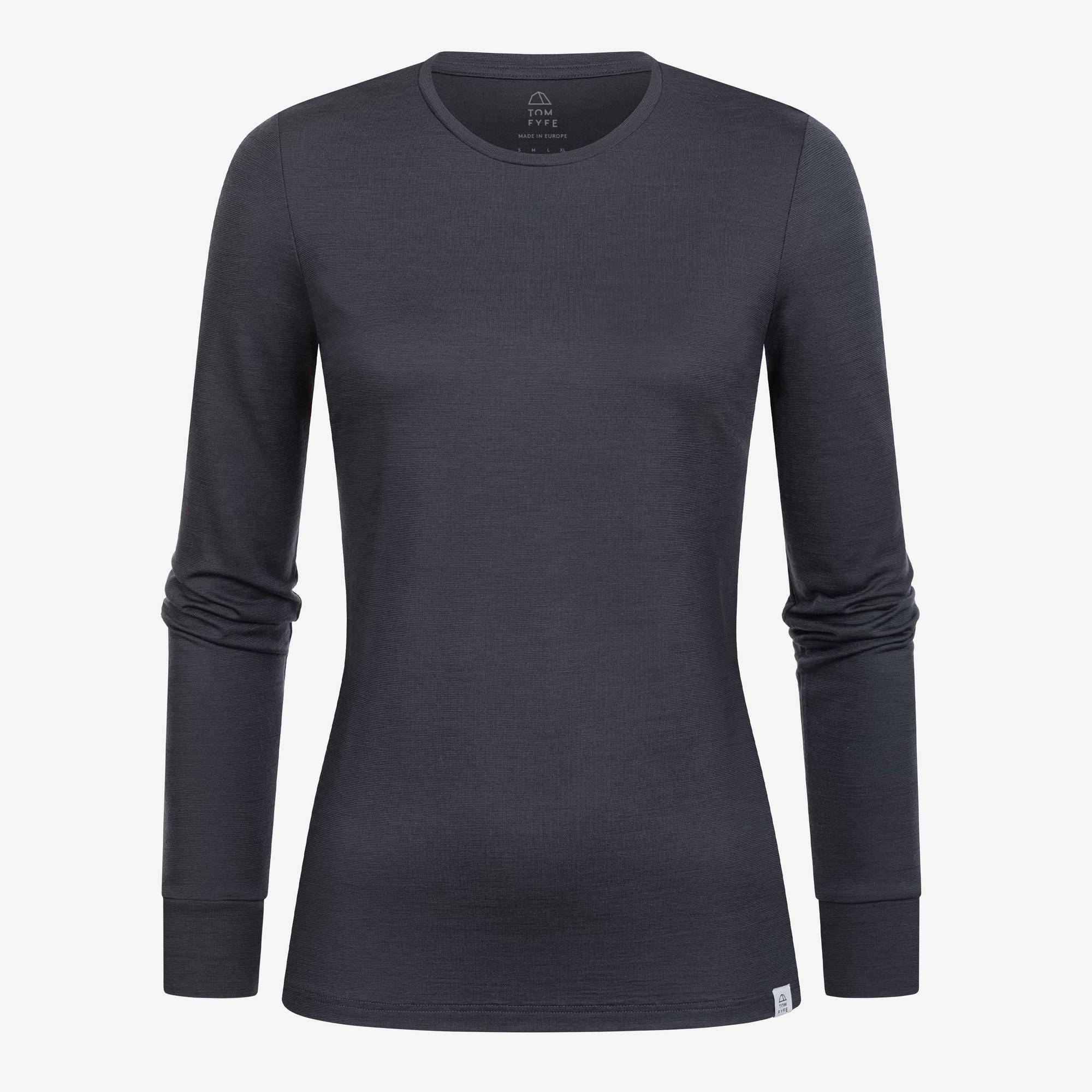 Merino Damen Langarmshirt Frontansicht von Tom Fyfe in Anthrazit 