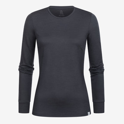 Merino Damen Langarmshirt Frontansicht von Tom Fyfe in Anthrazit 