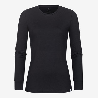 Merino Damen Langarmshirt Frontansicht von Tom Fyfe in Schwarz 