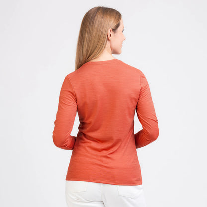 TOM FYFE Merino Damen Langarmshirt in Terracotta, Rückansicht 