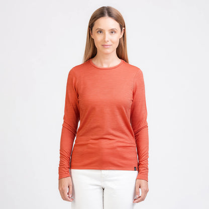 TOM FYFE Merino Damen Langarmshirt in Terracotta, Vorderansicht 
